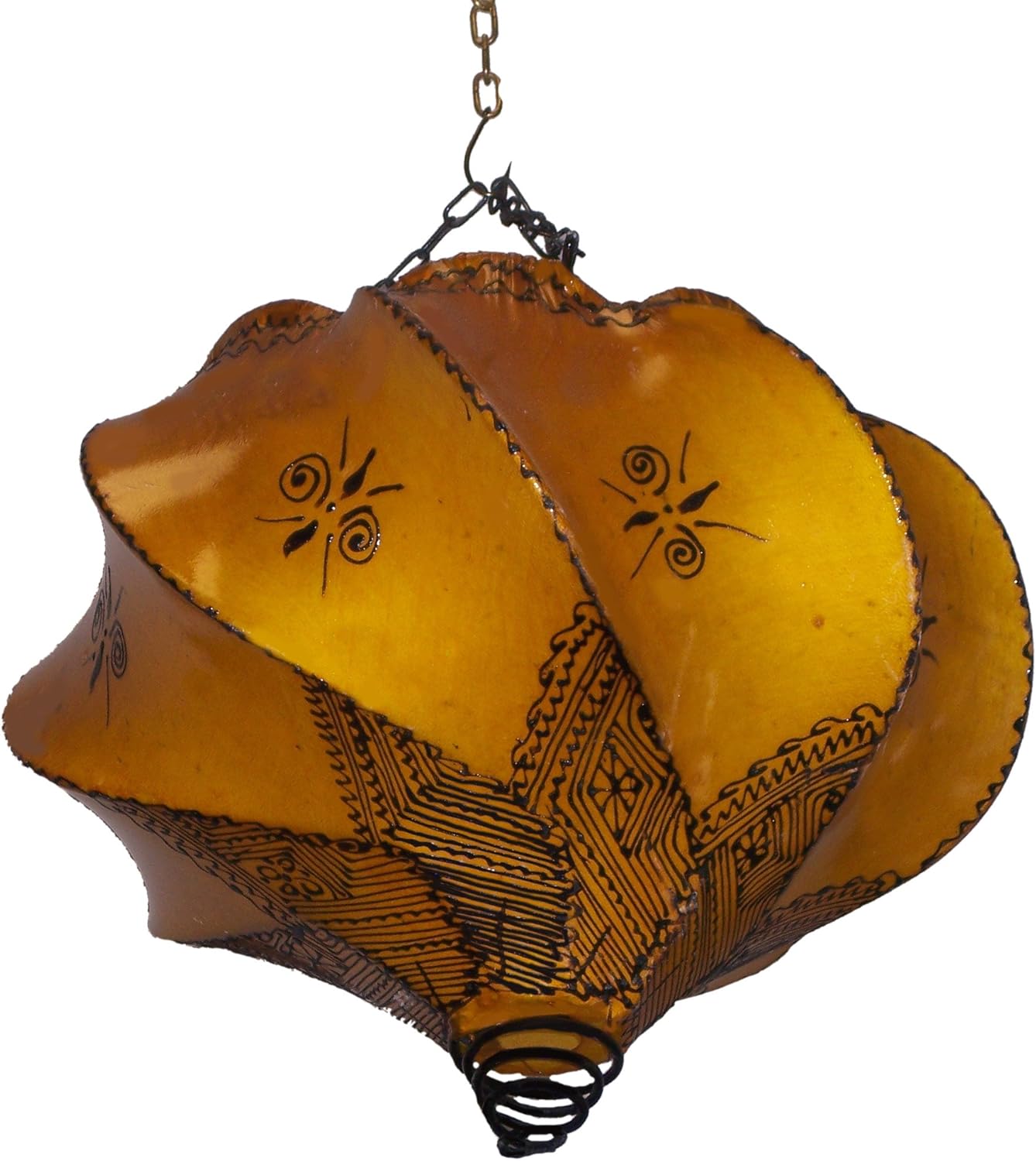 Henna Lamps & Sconces Handmade Henna Moroccan Leather Lamp Ceiling Wall Hanging Yellow