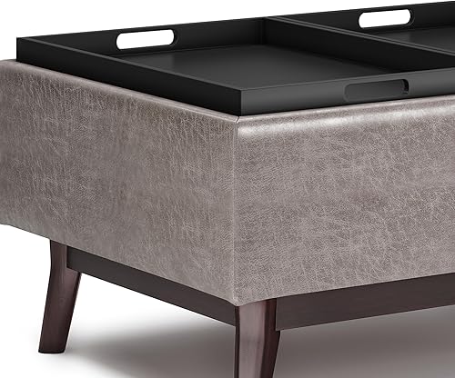 Miniatura 7 de SimplIHome Owen - Otomana de almacenamiento para mesa de café pequeña con tapa en forma de bandeja, rectangular, de 34 pulgadas de ancho, moderna de