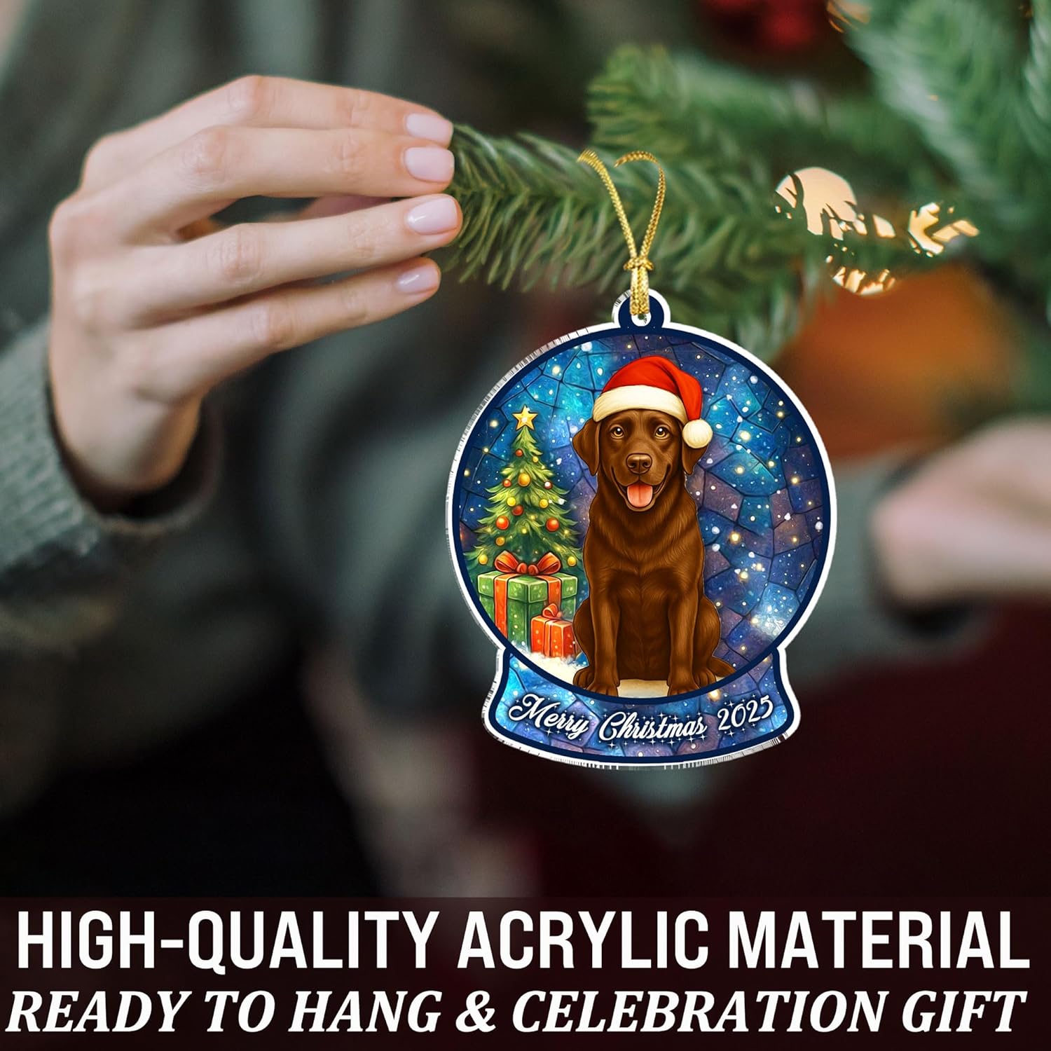 Chocolate Lab Christmas Ornament 2025 – Chocolate Labrador Ornaments for Christmas Tree, Chocolate Lab Gifts for Women, Dog Lovers Holiday Decoration - Image 6