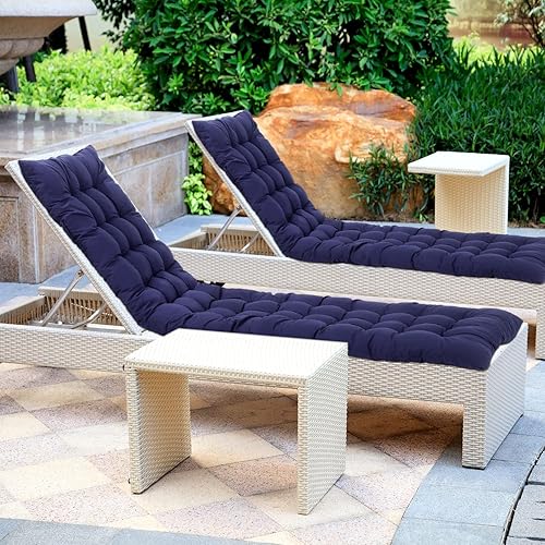 Miniatura 23 de Bucherry Cojines suaves para tumbona de 67 x 19 pulgadas, cojín para silla por gravedad, cojín para sofá, muebles de césped, con 6 lazos