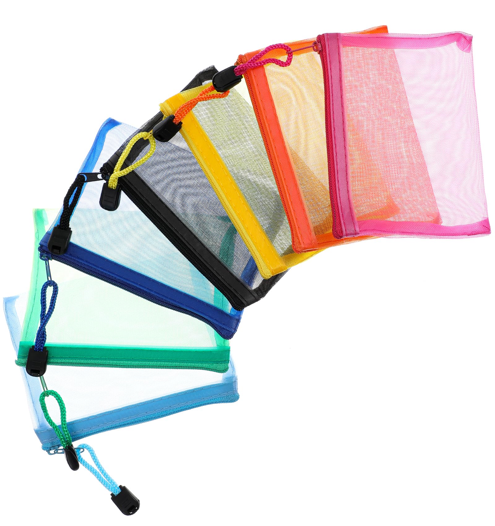 7Pcs Small Makeup Bag for Handbag, Small Mesh Zipper Pouch, Mini Travel Zipper Pouches Clear Makeup Travel Cases, Multipurpose Pencil Case