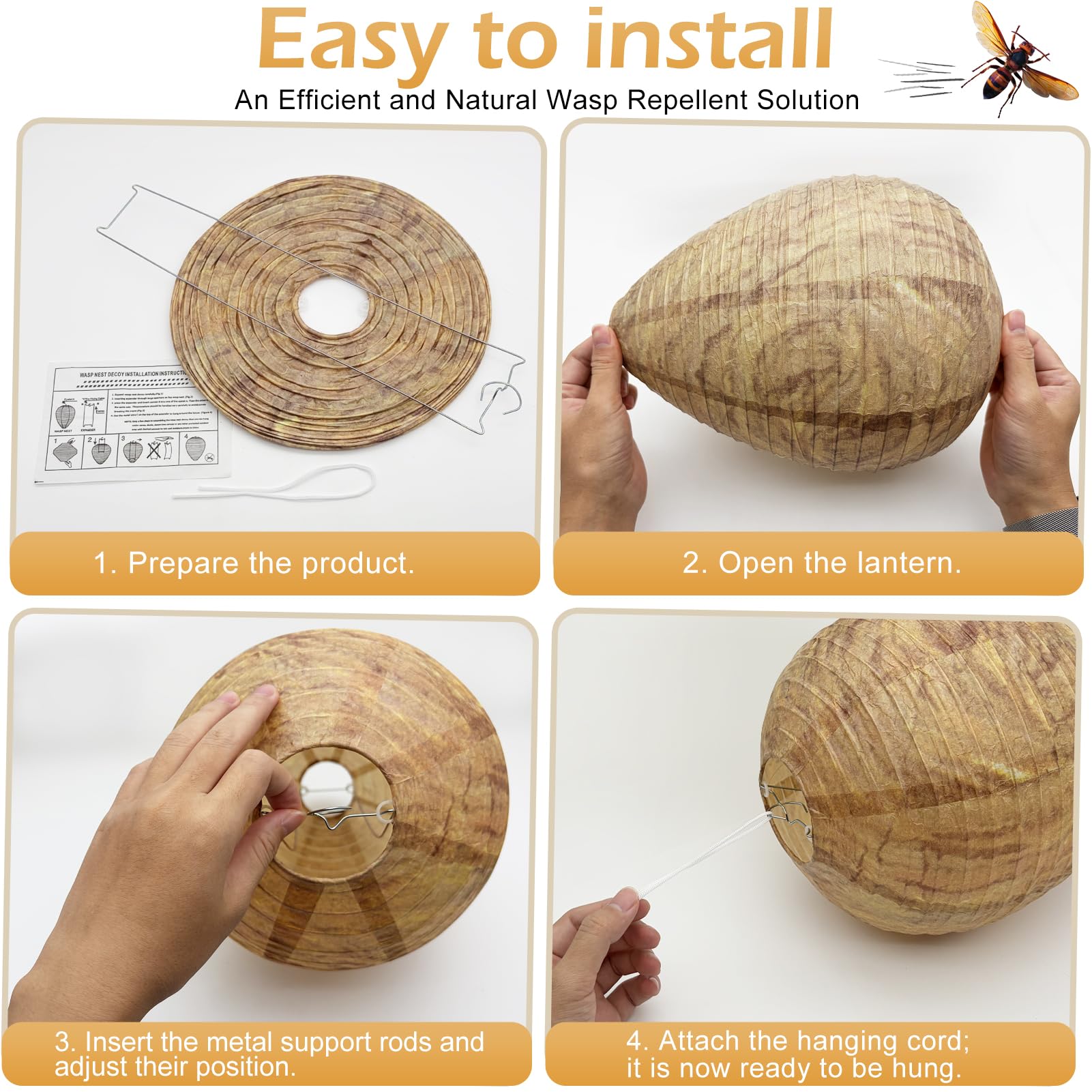 Señuelo de Nido de Avispas de 6 Piezas, Nido de Avispas Artificial, Señuelo de Nido de Avispas Resistente a La Intemperie, Señuelo de Nido de Avispones, Nido de Avispones Resistente a La Intemperie.