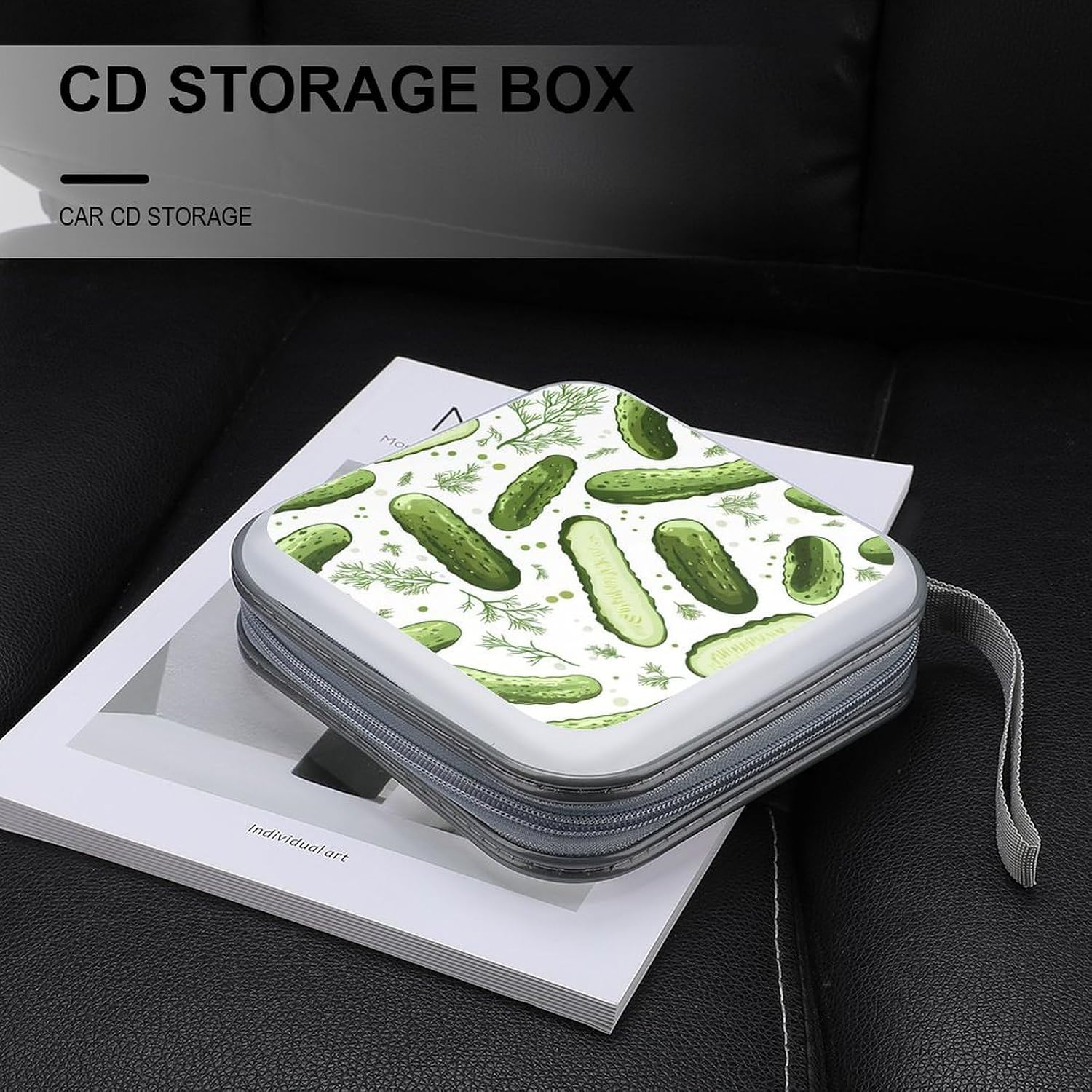 Pickled Rosemary Cucumbers CD Case Portable DVD Storage Box CD Wallet Holder Binder Organizer for Car Home