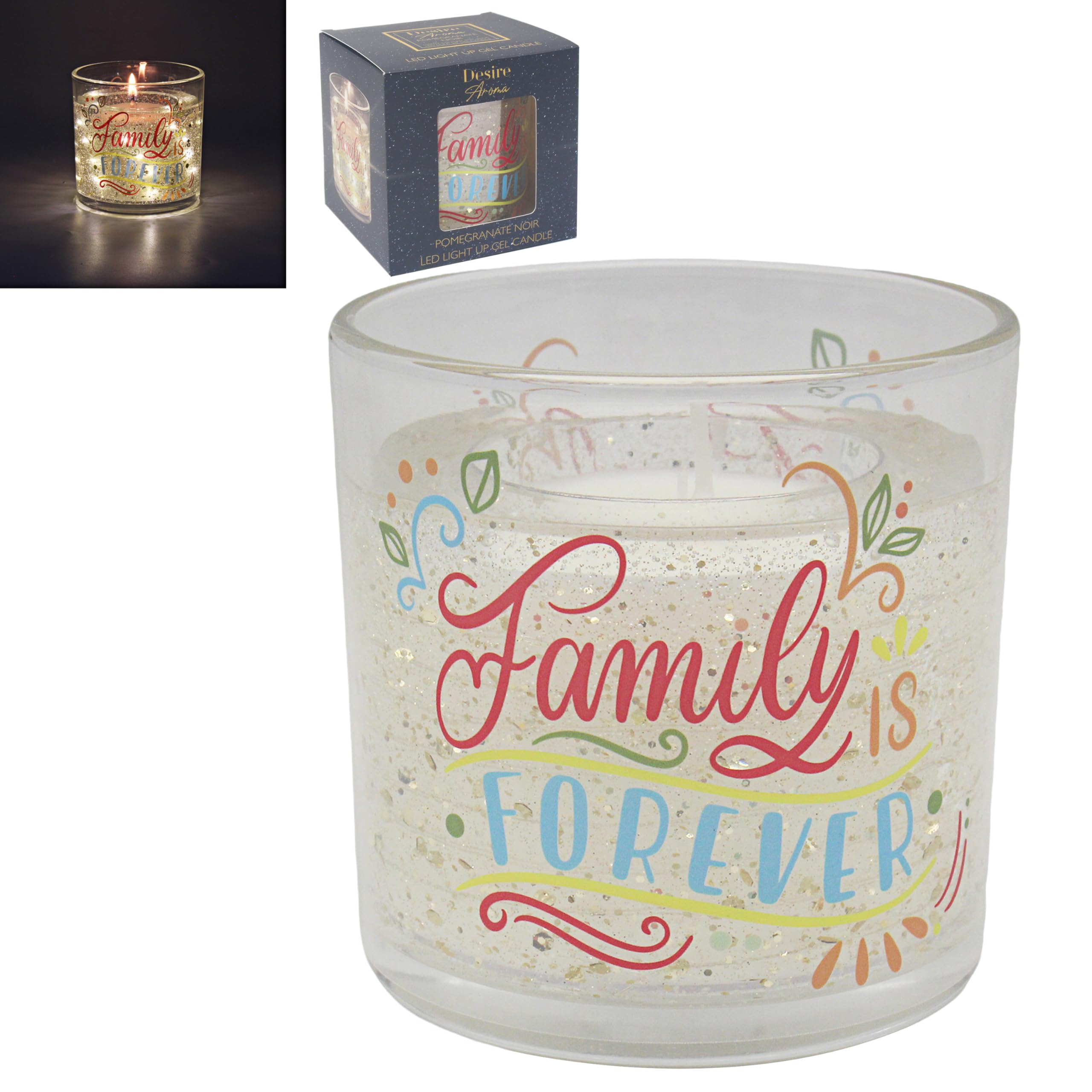 Lesser & Pavey Desire Aroma LED Gel Candle Family Forever | Long Burning Scented Candle with LED Glow | Aromatherapy Decorative Candle Gift | Relaxing Home Fragrance & Stylish Candle for Family Homes