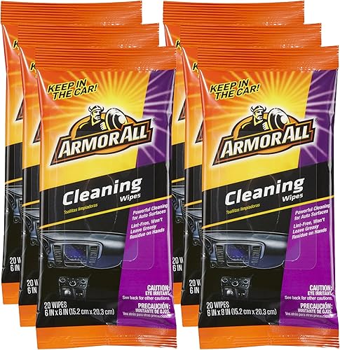 Armor All Toallitas de limpieza para interiores de automóvil, limpieza potente para superficies de automóviles, sin pelusas, toallitas para limpieza