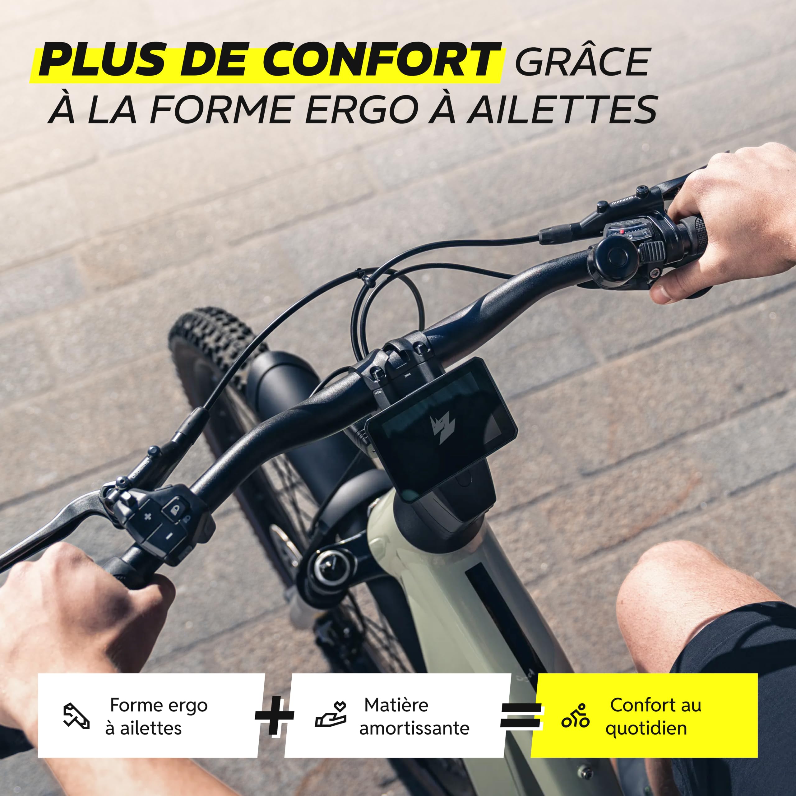 Alphatrail ZeroPlus poignée VTT Ergonomique avec Large Appui-Paume, poignee Velo Ergonomique Lock-on 22,2 mm, 1 Paire, poignée Ergonomique VTT pour vélo électrique, Trekking & Ville