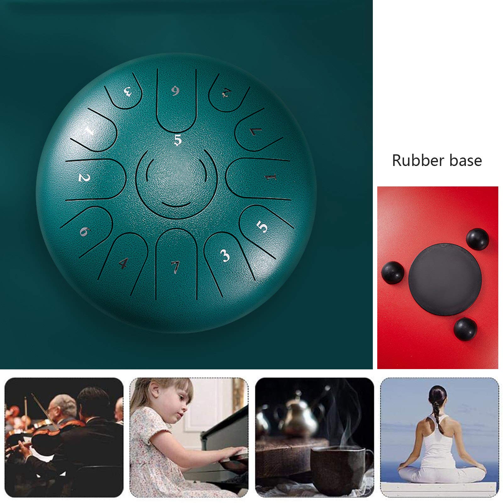 Steel Tongue Drum, Steel Tongue Drums Instruments fors, 12 Pouces 13 Tons Handpan Drum avec Maillets Sac de Transport Livre de Musique, Tongue Drum Percussion,NavyBlue