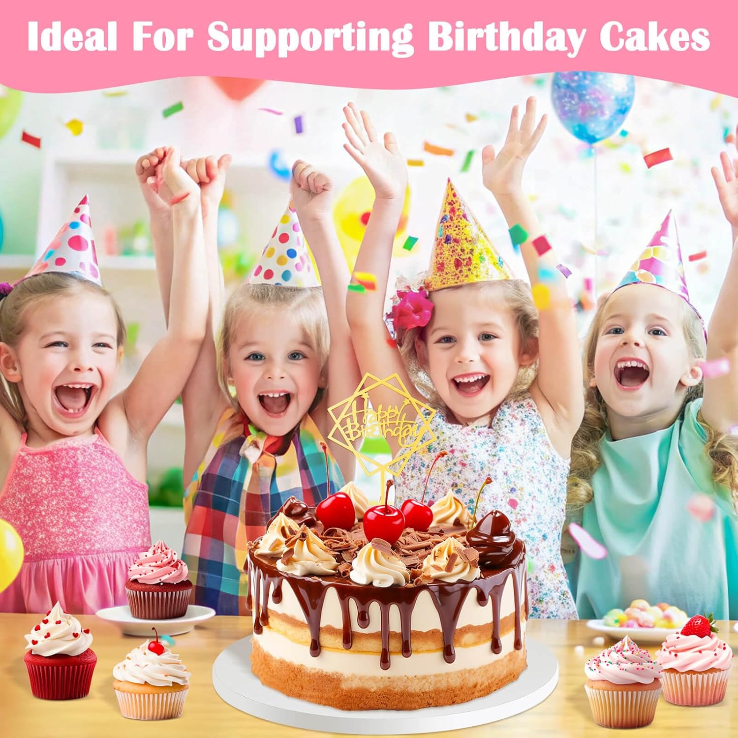14 PCS 12 inch Cake Drum,1/2" Thick Cake Boards 12 inch Round, White Cake Drums 12 inch, Sturdy Cake Decorating Supplies Card Board for Multi-Layer Cakes