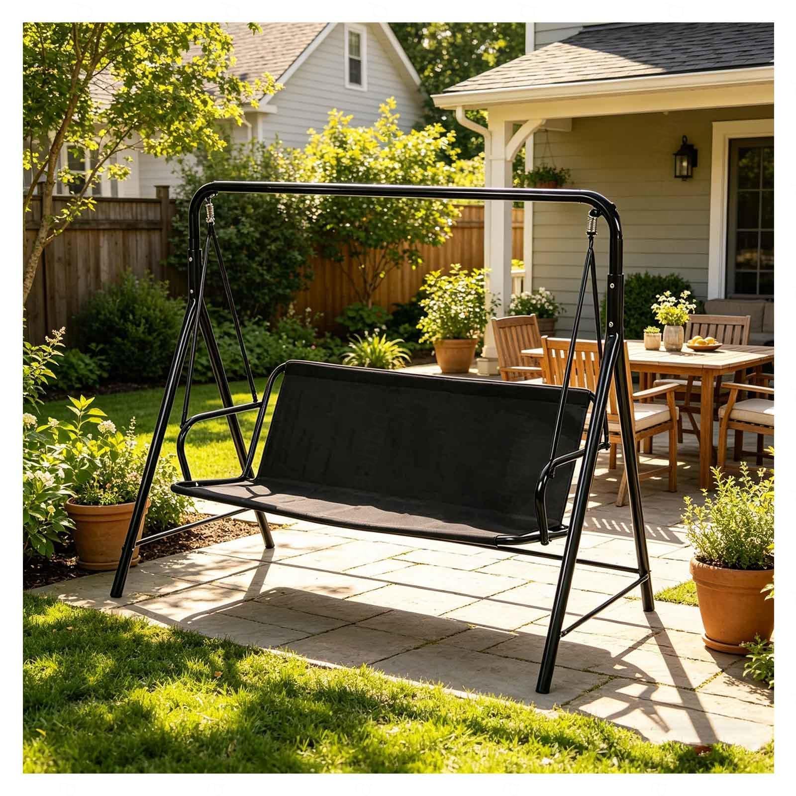 Sexiplexix Black Swing Replacement Fabric 600D Thickened Waterproof Oxford Waterproof Chair Bench Replacement Cover For 2/3 Seater Patio Garden Swing Chair,-44.5×18.5×18.5In