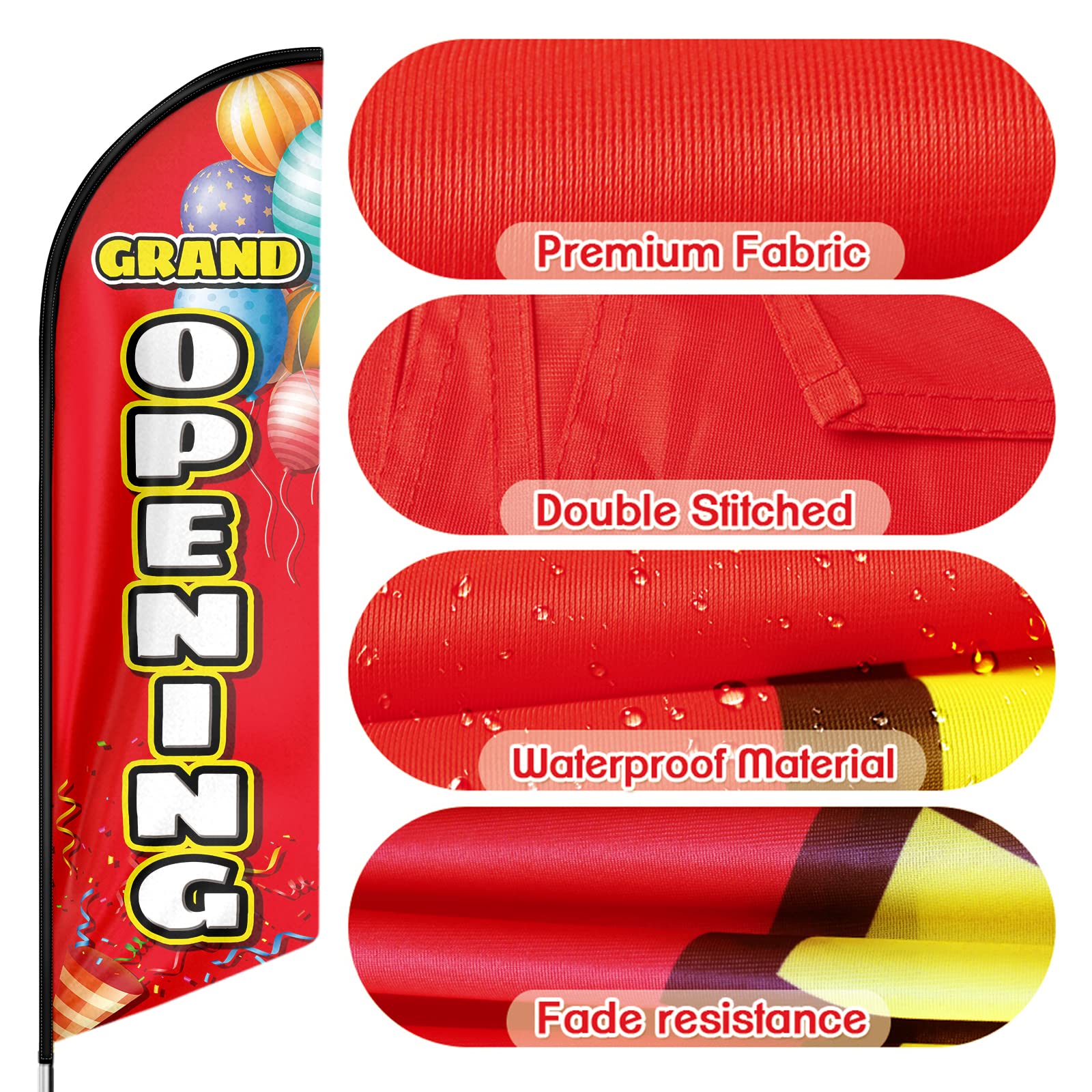 Grand Opening Feather Banner Flag for Business, Grand Opening Flag Pole Kit with Ground Stake, Grand Opening Advertising Banner Signs for Business 11FT