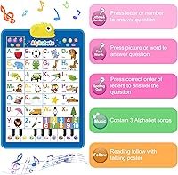 Vista 3 de Richgv Póster interactivo de aprendizaje ABC para niños pequeños. Gráfico de pared del alfabeto parlante con 5 modos de aprendizaje. Juguetes