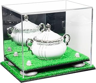 Better Display Cases Acrylic Versatile Display Case - Small Rectangle Box with Mirror Case, White Risers and Turf Base 8.25