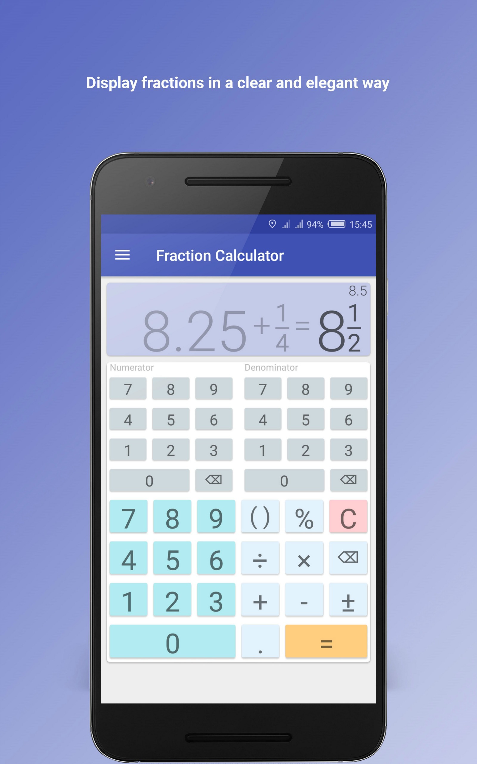 Fraction Calculator App on the Amazon Appstore