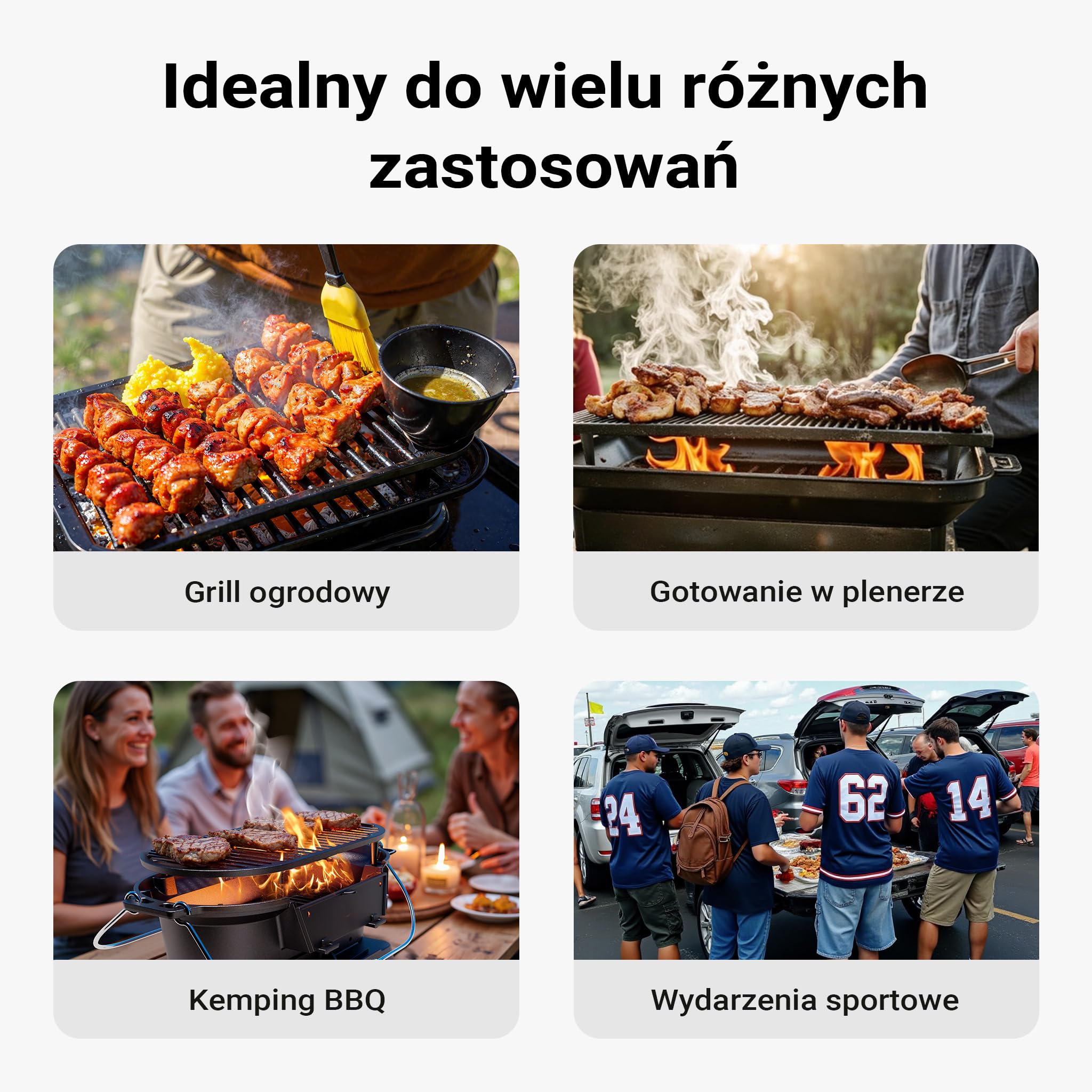 Wiltec Przenośny grill żeliwny o wymiarach 500 x 270 x 210 mm, z uchwytami i płytą do grillowania, miska na węgiel z otworem wentylacyjnym