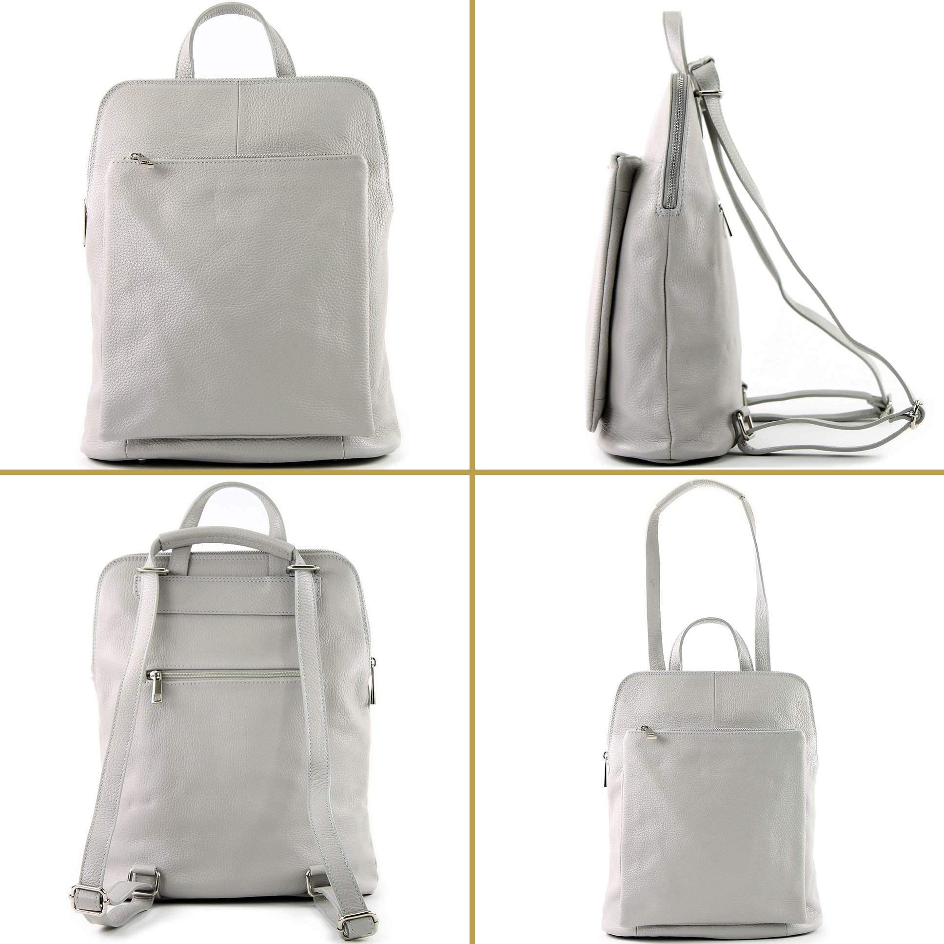 modamoda de T141 Damen Leder Rucksack Damentasche Schultertasche handmade in Italy, Farbe:Senfgelb2021