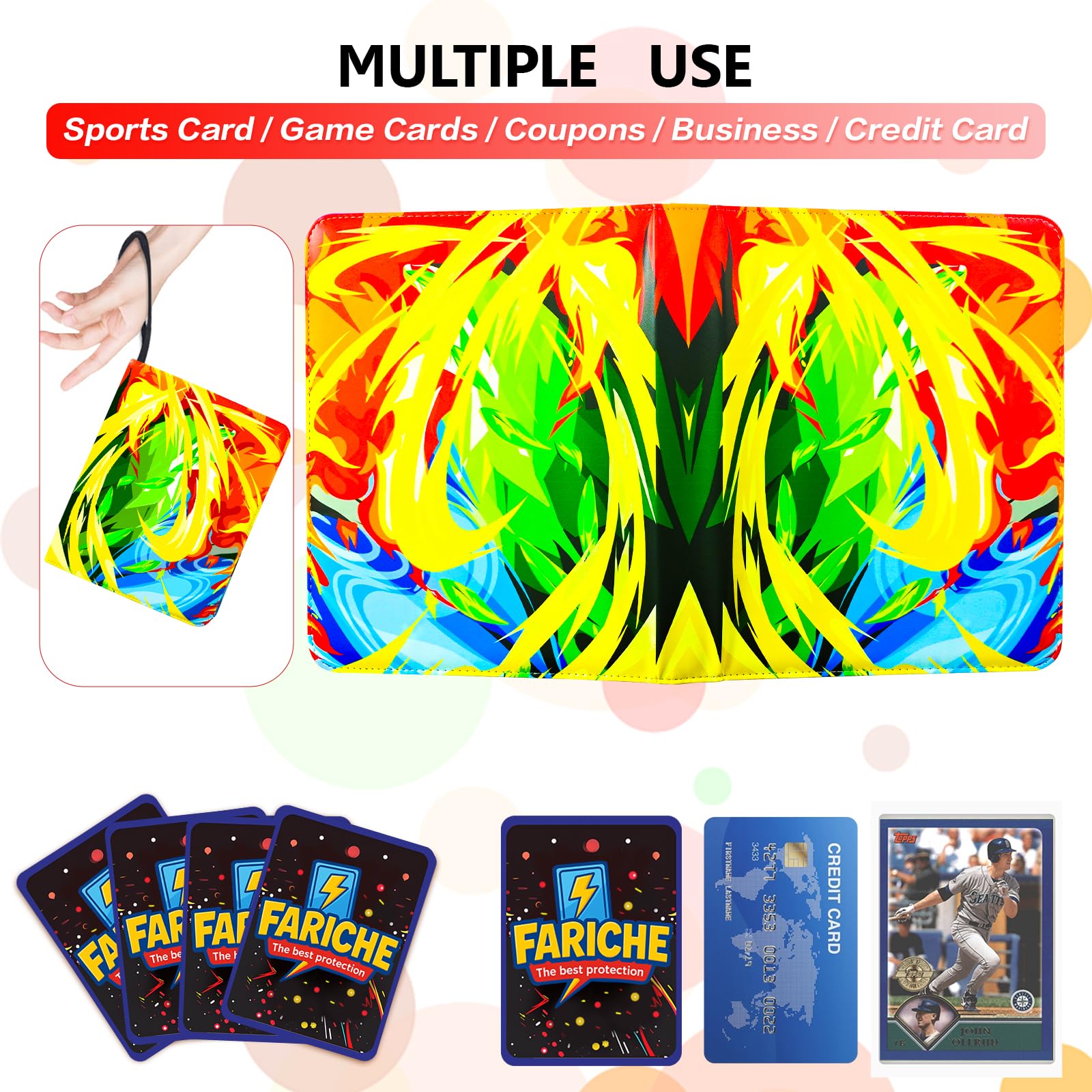 Carpeta de tarjetas coleccionables para tarjetas TCG, coleccionista de tarjetas portátil de 9 bolsillos, libro para 900 tarjetas con 50 fundas extraíbles, resistente al agua, BKM, fundas de