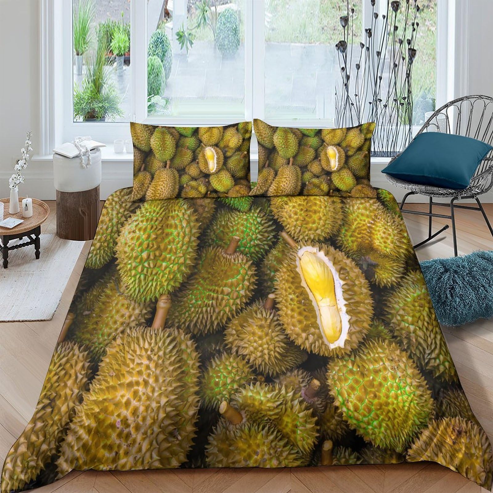 Ctjqhvkz Style-5 3D Printed Durian Fruit Fitted Sheet Microfiber Soft Anti-Slip Exotic Tropical Mattress Cover For Bedroom Guest Room Decor Single（135X200cm）