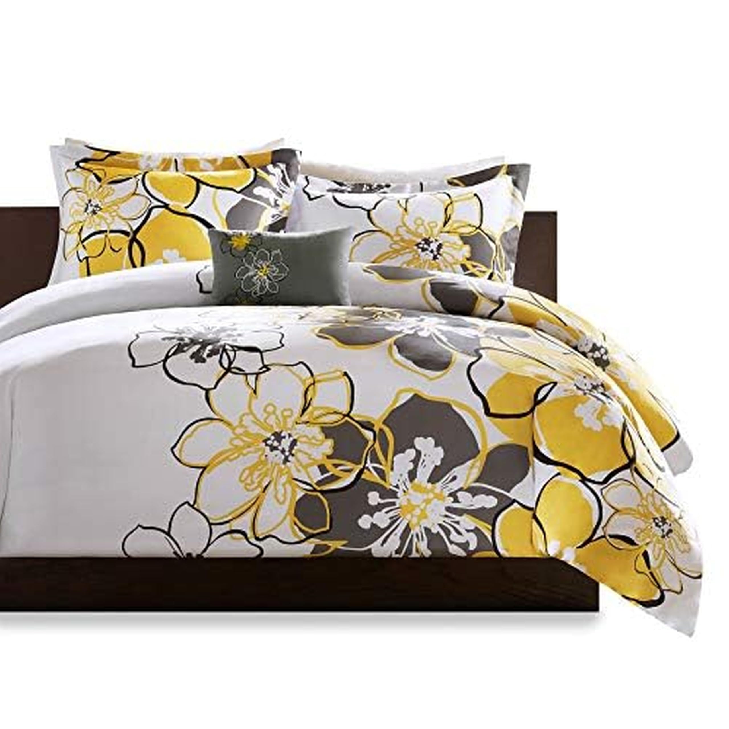 Mi Zone Allison Duvet Floral Design, All Season Comforter Cover Teen Bedding, Girls Bedroom Décor, Twin/Twin XL, Yellow 3 Piece