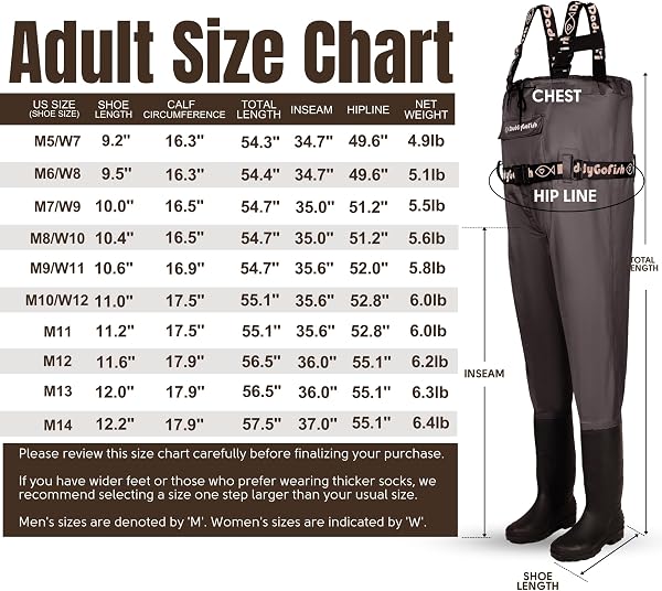 DaddyGoFish Waders de Poitrine pour Enfants et Adultes, Cuissardes de pêche et de Chasse avec Une Poche et Un Cintre - 2