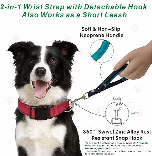 Miniatura 3 de Correa de muñeca para correa retráctil para perro, correa de seguridad ajustable con forro de neopreno suave y gancho bloqueable para control de