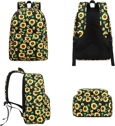 Miniatura 6 de Mochila escolar para niñas, niños y adolescentes, juego de bolsas escolares con bolsa de almuerzo, bolsa para lápices, Girasol, Classic