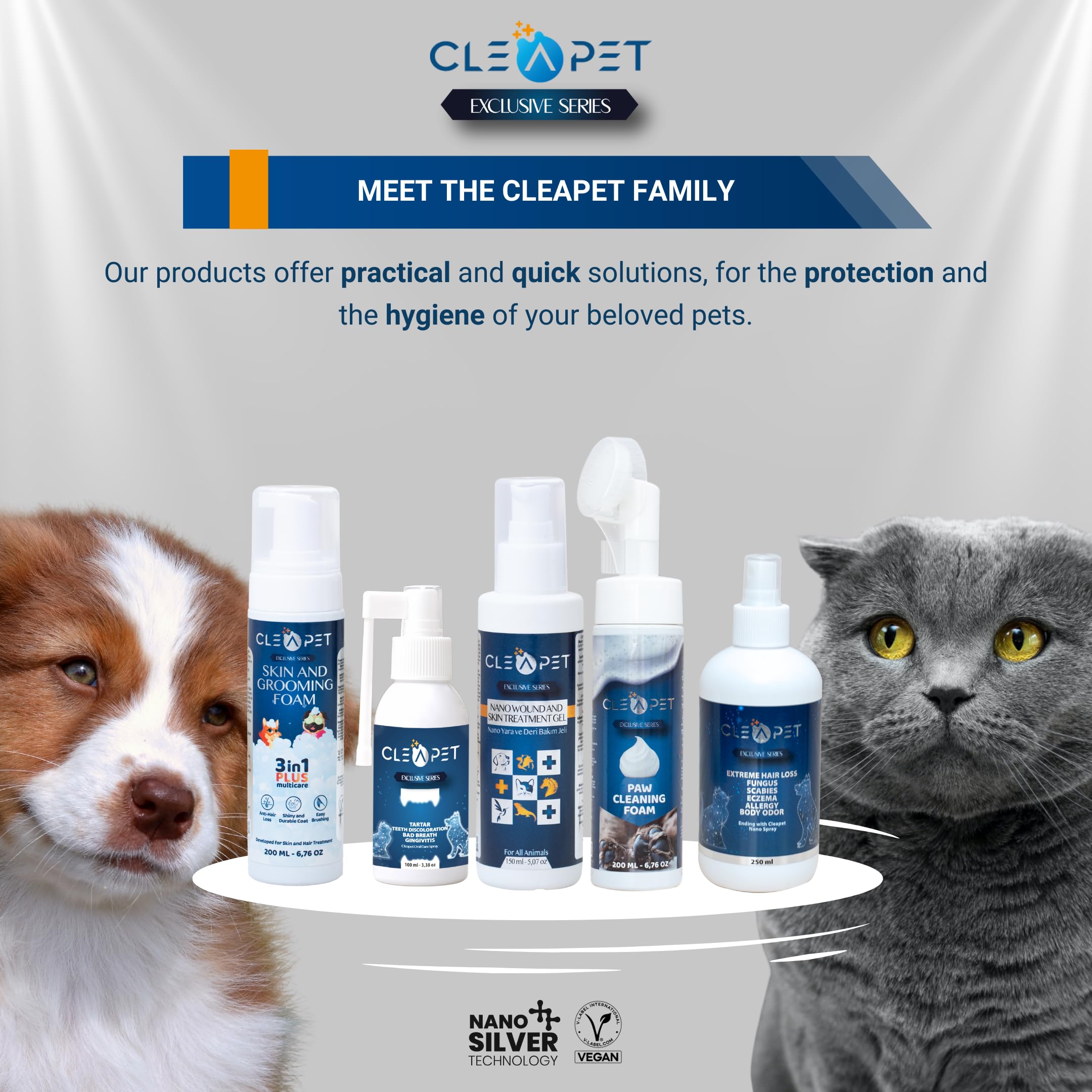 CLEAPET Nano Spray - 250ml - Hair Loss Spray - Body Odor - Allergien - Nano Silver - Colloidal Silver