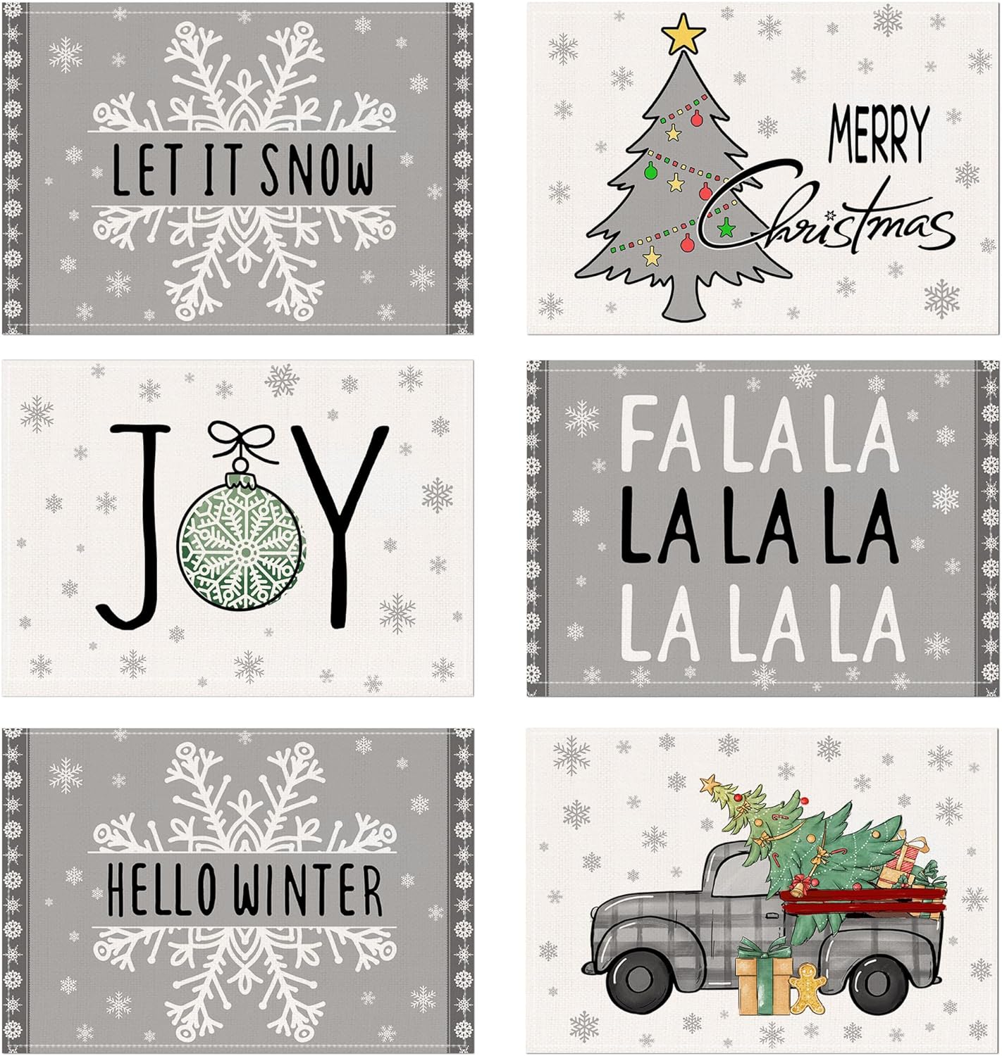 Christmas Placemats Set of 6, Christmas Table Place Mats