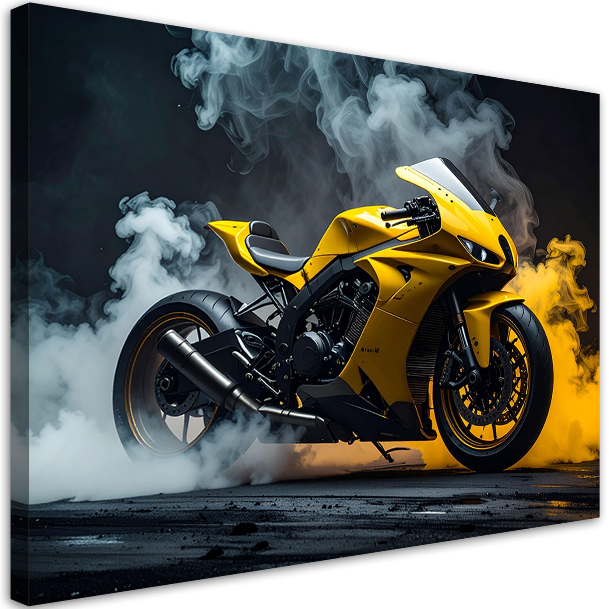 Impression sur toile moto sportive jaune 40x60cm image décorative - 7