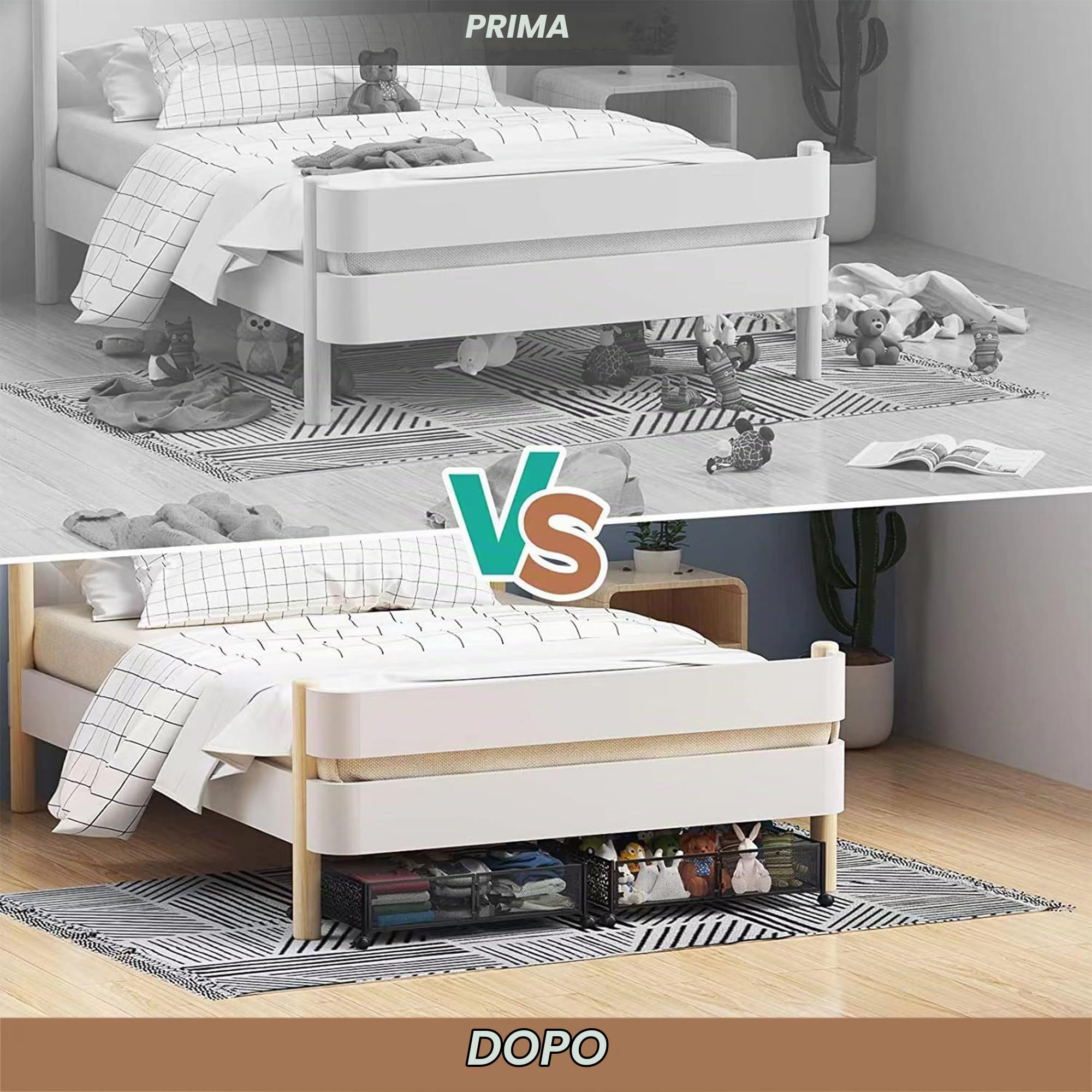 Contenitori Di Stoccaggio In Metallo Sotto Il Letto Con Ruote - Organizer Per Cassetti Sotto Il Letto Pieghevole Senza Attrezzi Per Vestiti, Scarpe, Giocattoli E Biancheria Da Letto white 2P