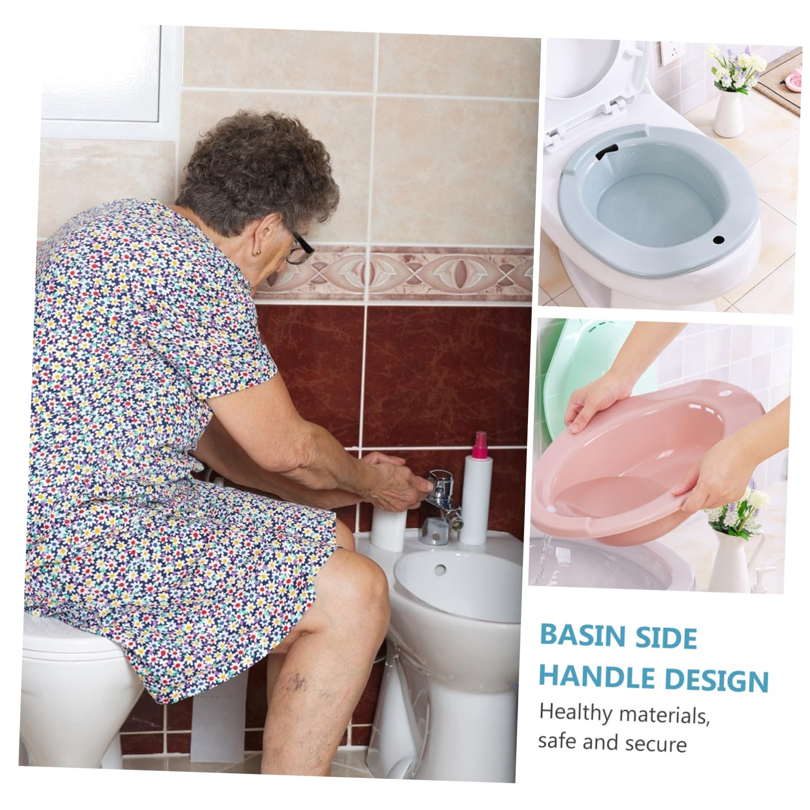 Baño portátil para mujer, color azul con asa, recuperación postoperatoria, ideal para embarazadas y ancianos, higiene personal, fácil de limpiar, cómoda solución de baño