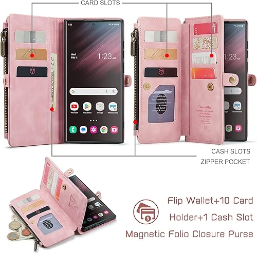 Miniatura 3 de Defencase Funda para Samsung Galaxy S23 Ultra, para Samsung S23 Ultra Wallet para mujeres y hombres, funda de piel sintética de moda con correa