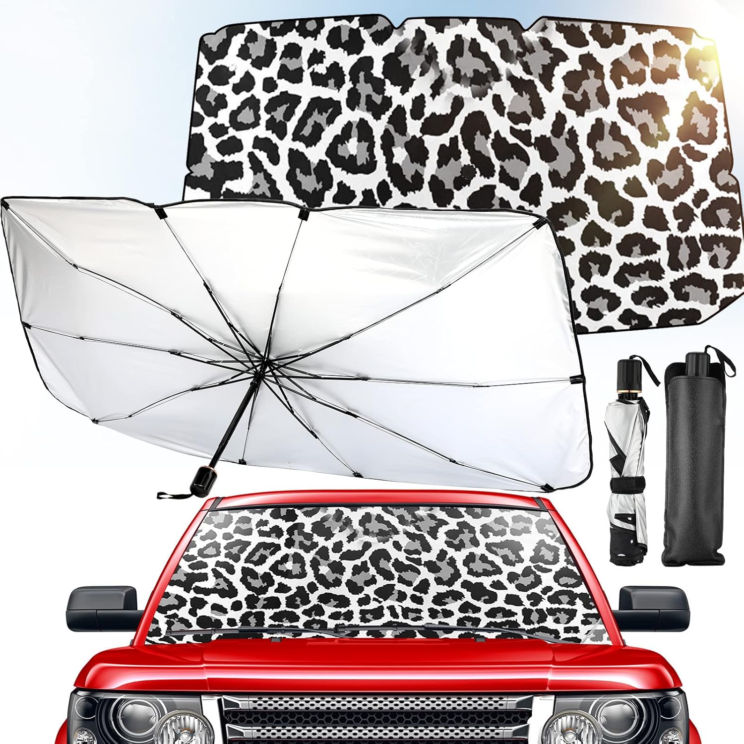 Riakrum 57 x 31 Leopard Car Sunshades for Windshield