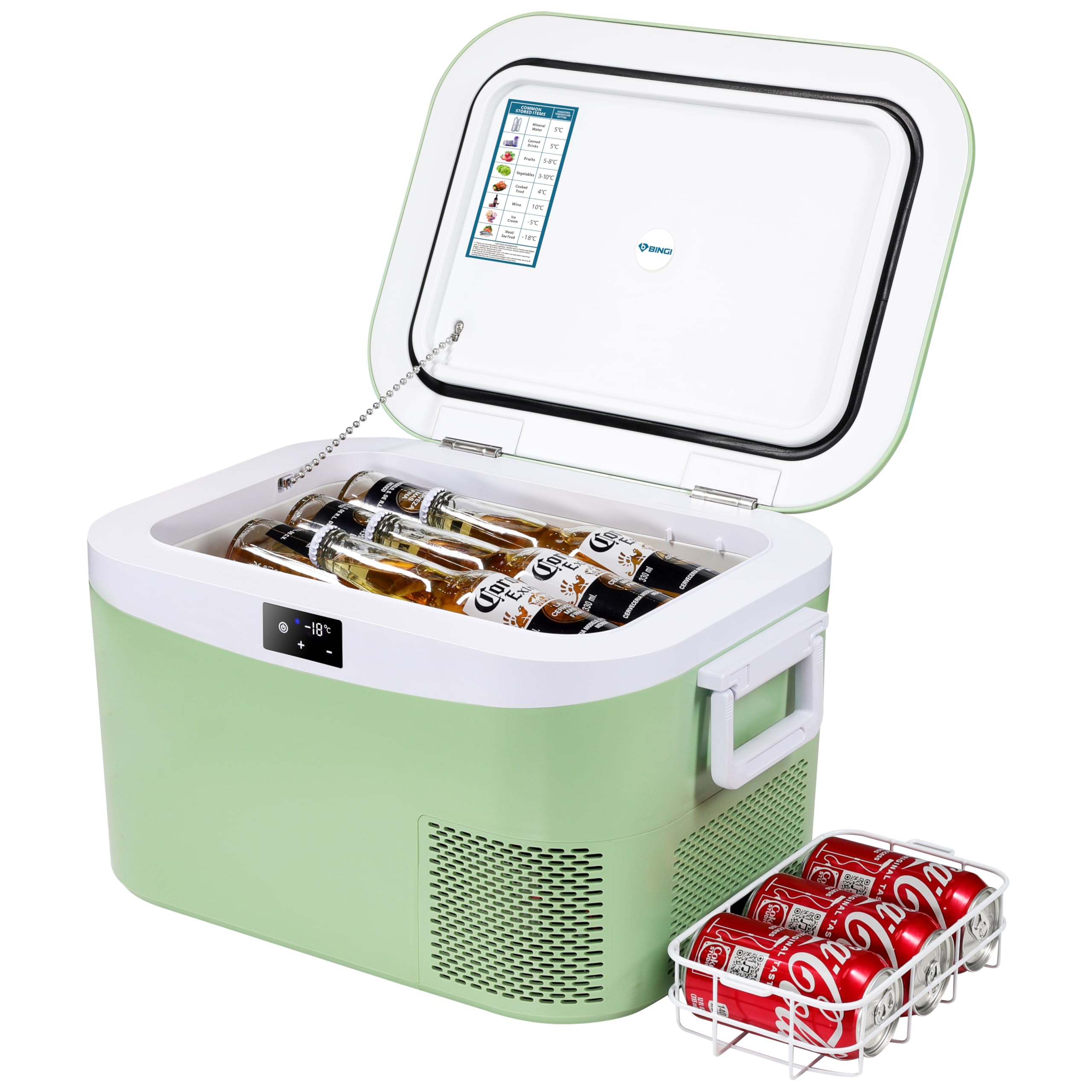 BINGI Kompressor Kühlbox 12.8 Liter Tragbarer Auto Kühlbox 12V / 24V DC und 110~240V AC Elektrische Kühlschrank Kompressor Gefrierbox für Auto LKW Picknick Camping und Heimgebrauch (‎HC-12P2)