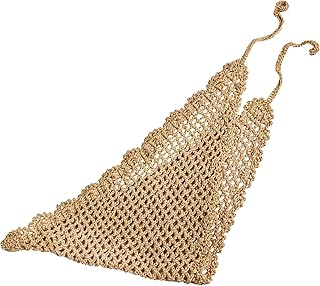 Summer Festival Brown Crochet Beach Bandana Cotton Hair Scarf of Kerchief