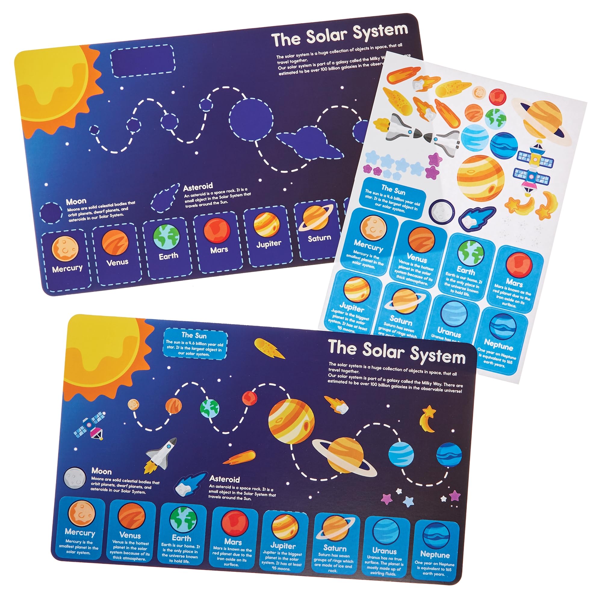 Baker Ross FN430 Solar System Sticker Sheets - Pack of 4, STEM, Science, Maths and Learning Aids for Kids and Schools