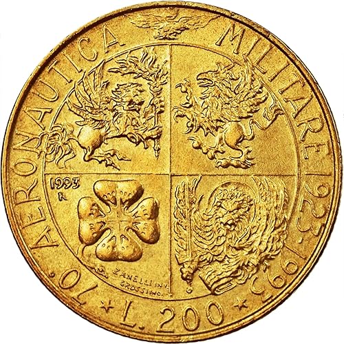 Miniatura 1 de 1993 R 200 Lire Italy Coin. Celebrating "Aeronautica Militare" - The Italian Air Force 200 Lira Graded By Seller Circulated Condition