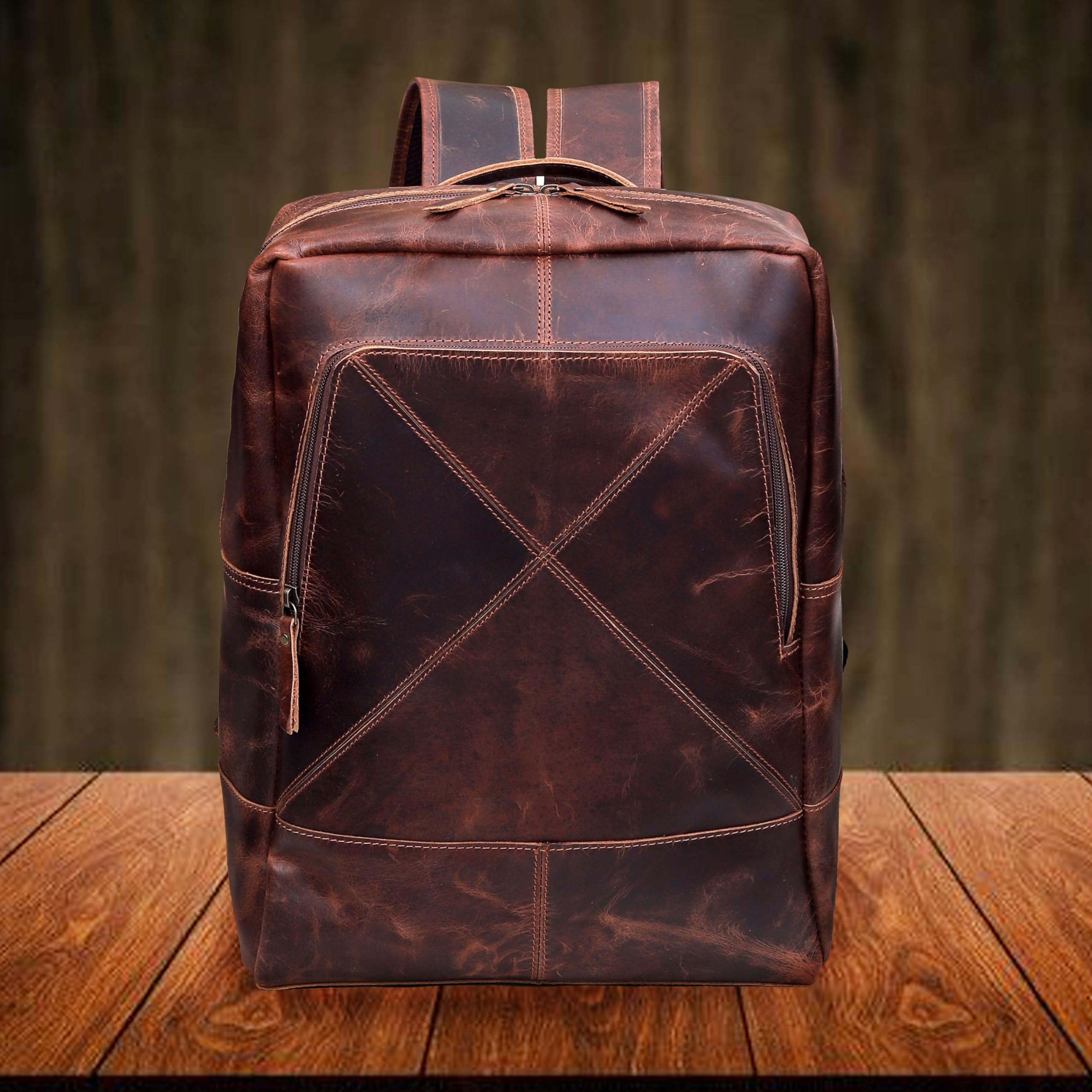 Vintage Leather Backpack For Men 16