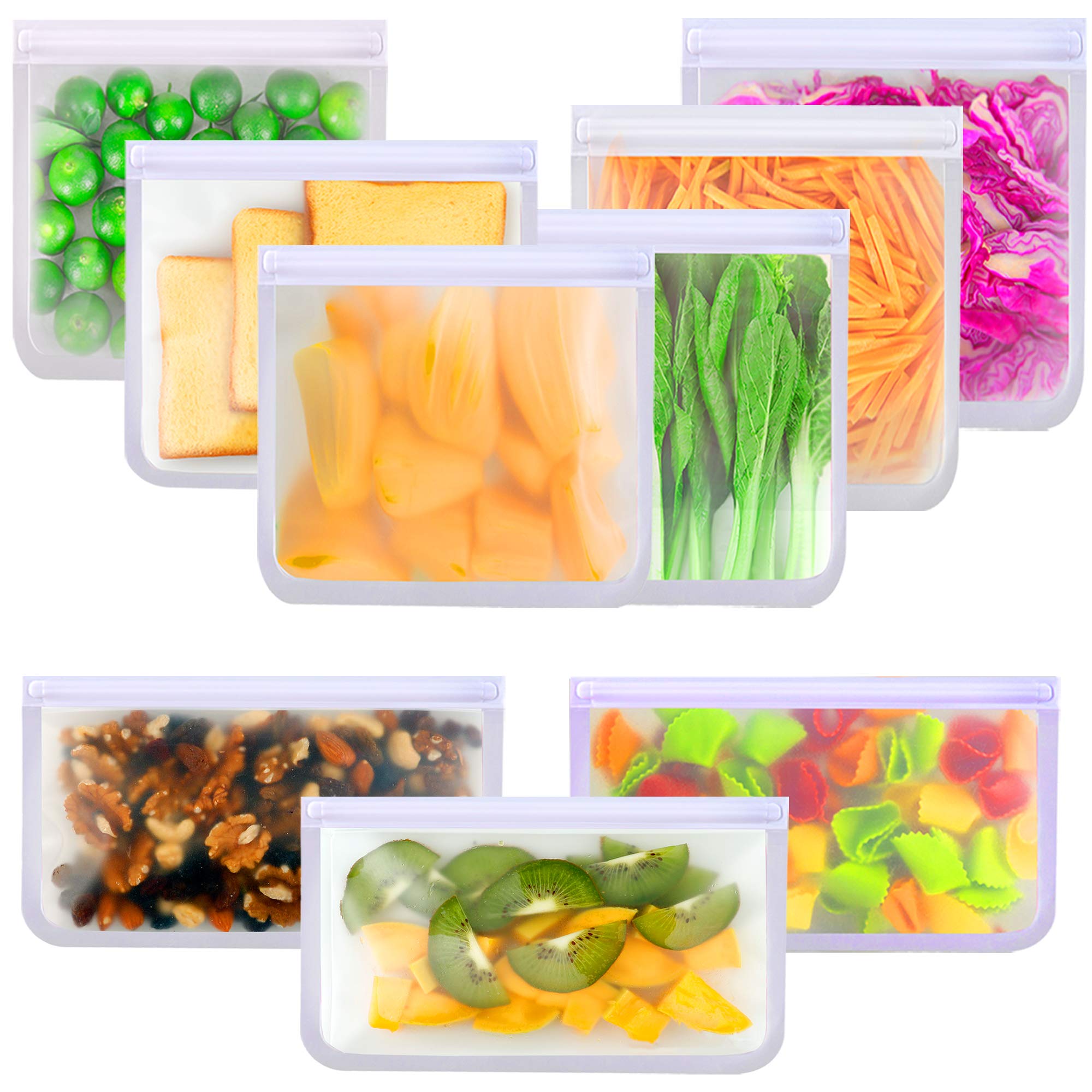 AFORCLI reusable Storage Bags (9 Pack) for Food 9 Pack Mixed Size Grey