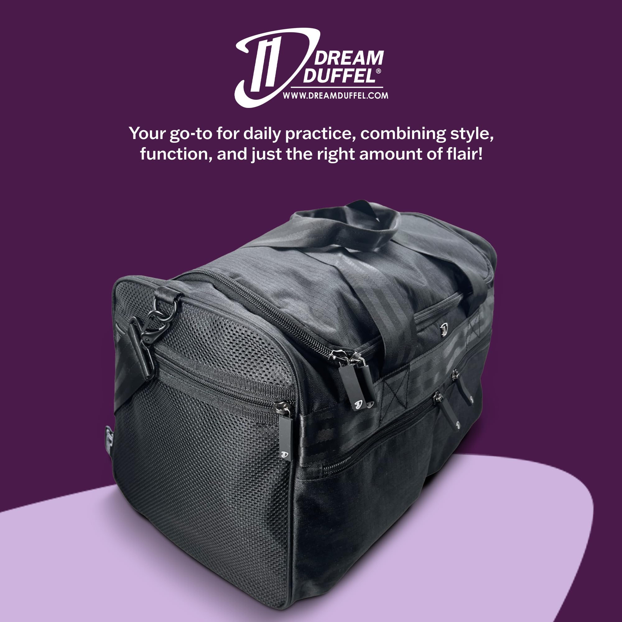 Dream Duffel Elevate Gym Bag, Sports Duffle with Shoe Pockets, Insulated Compartment, and Durable Design, 19