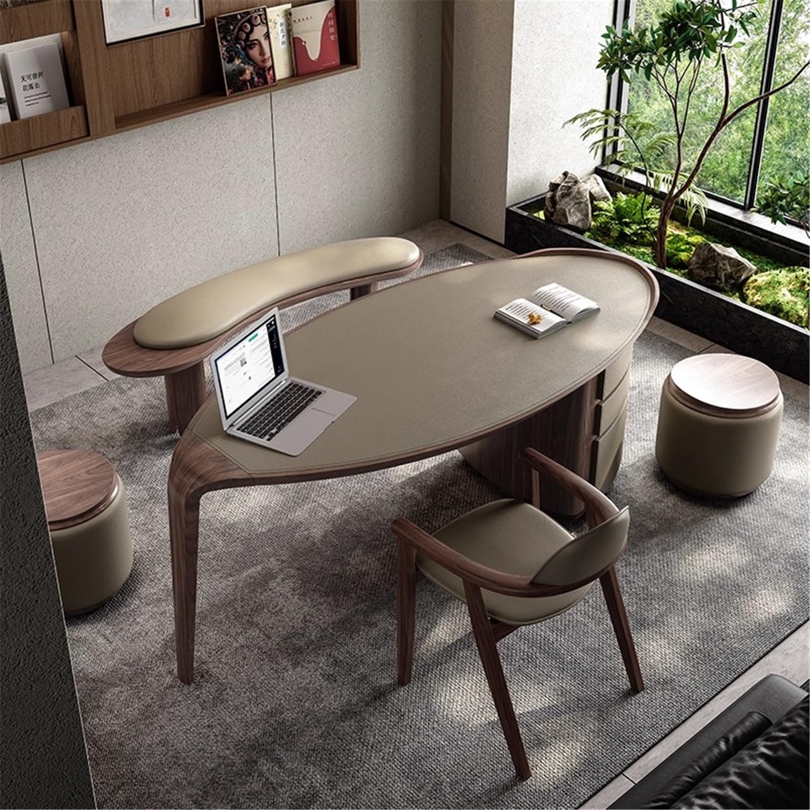 Acrittura Scrivania moderna for casa e ufficio con 3 cassetti in legno(S)