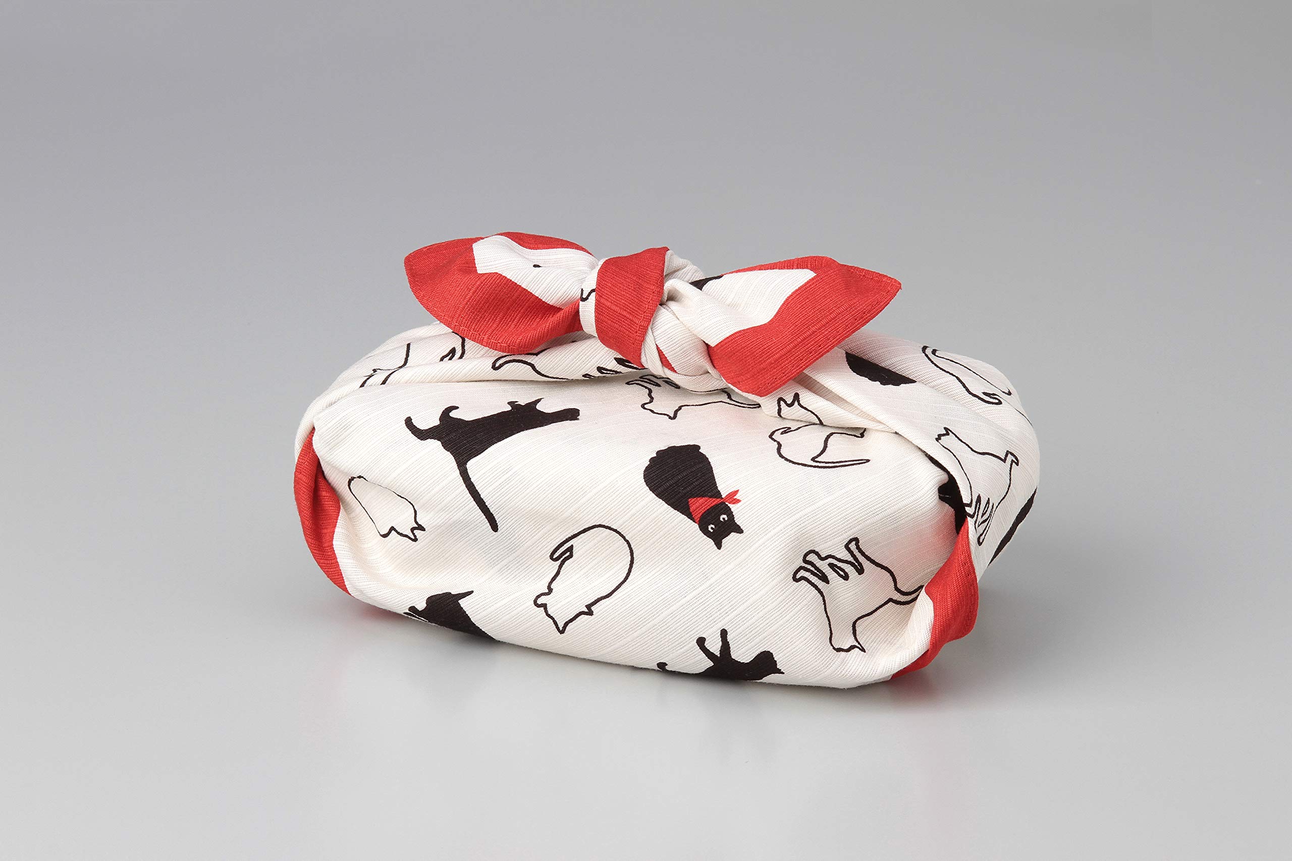 Japanisches Furoshiki-Taschentuch & Bento-Kinchaku-Baumwollstoff, Geschenktuch, handgefertigt in Kyoto Geschenke, Souvenir, (50 x 50 cm, beige Katze)