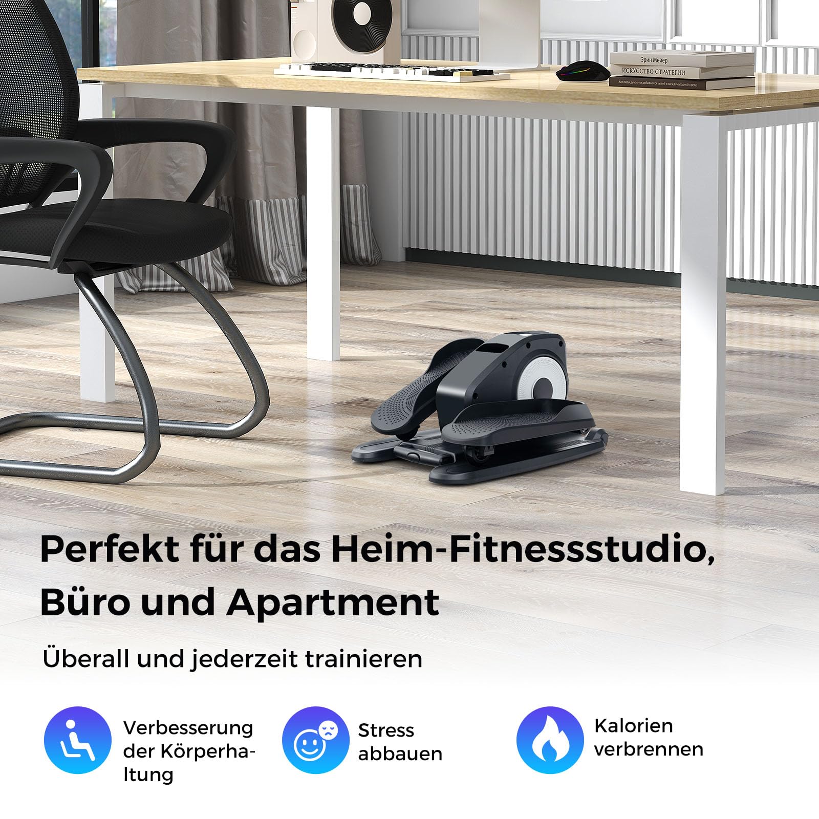 COSTWAY Mini Ellipsentrainer Untertisch, elektrischer Crosstrainer mit LED-Anzeige & Fernbedienung, Bewegungstrainer Stepper für Zuhause, tragbarer Pedaltrainer für Erwachsene, Senioren
