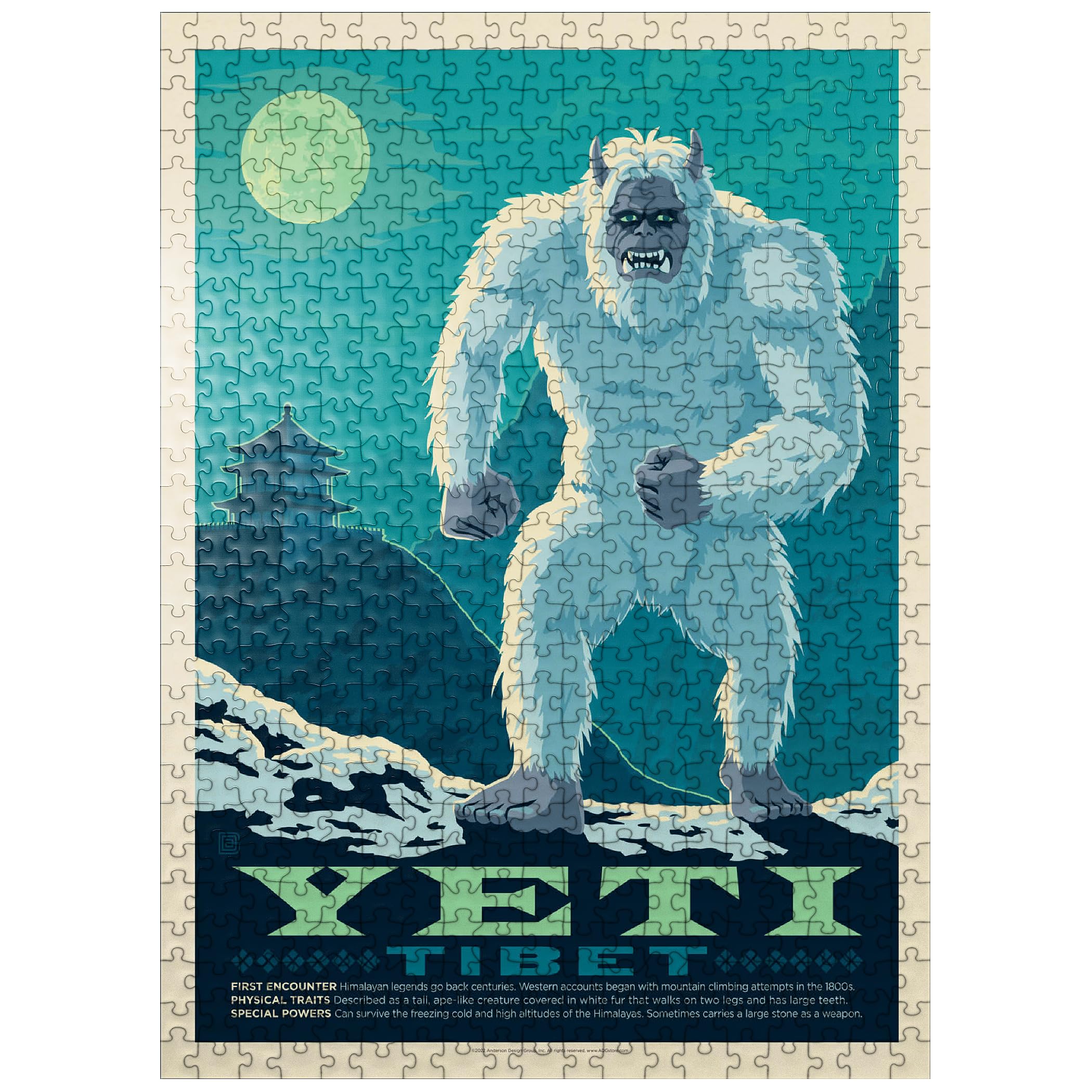 MyPuzzle Mythical Creatures: Yeti, Vintage Poster - Premium 500 Piece Jigsaw Puzzle for Adults