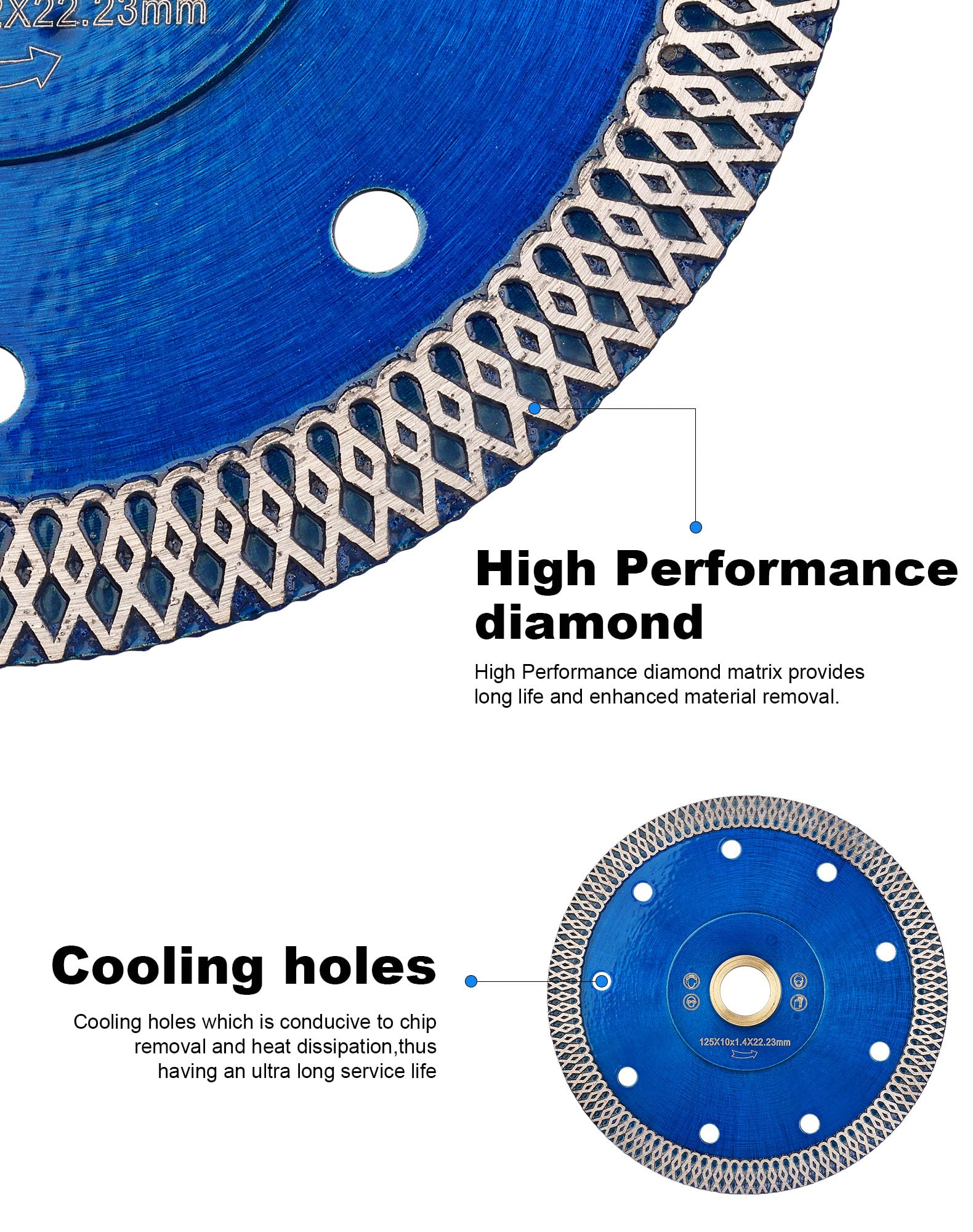 125mm Diamond Cutting Disc Turbo Diamond Cutting Blade for Granite Marble Ceramic Tiles, Blue - Image 4