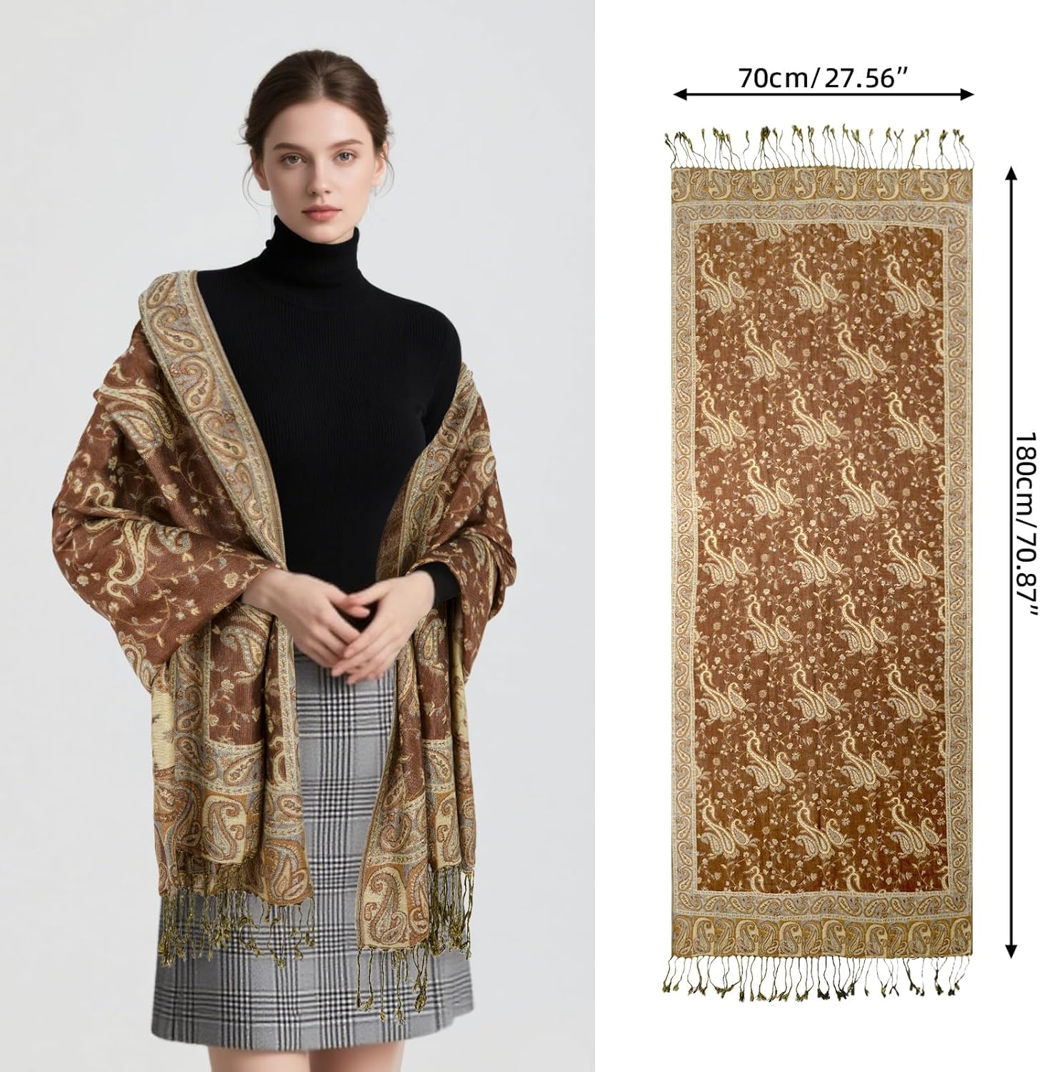 E-Clover Pashmina Shawl Wraps for Women Evening Dresses Elegant Soft Rave Scarf Festival Reversible Men Scarves - Image 2