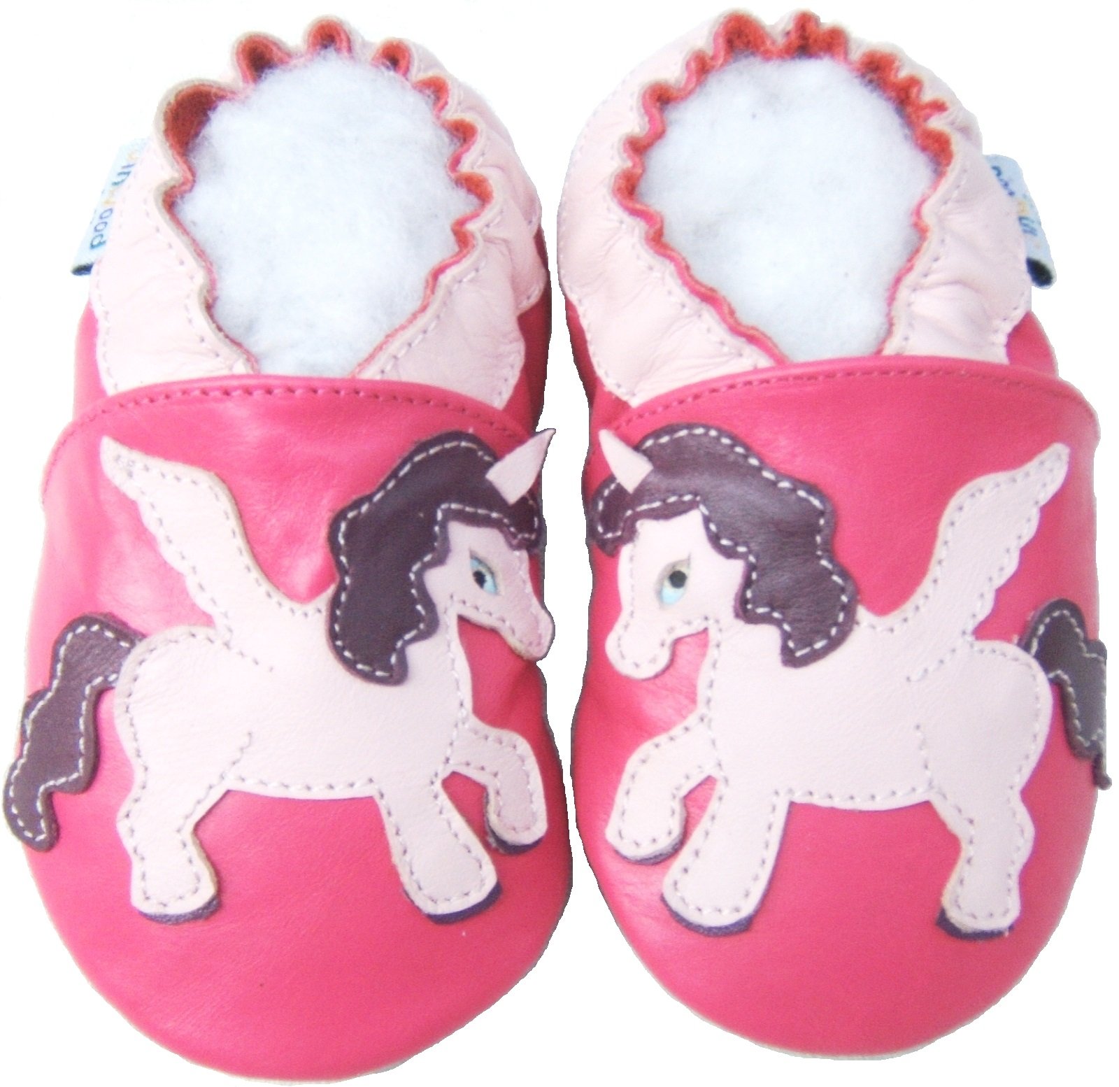 Leather Baby Soft Sole Shoes Boy Girl Infant Children Kid Toddler Crib First Walk Gift Unicorn Fuchsia (6-12month, Fuchsia)