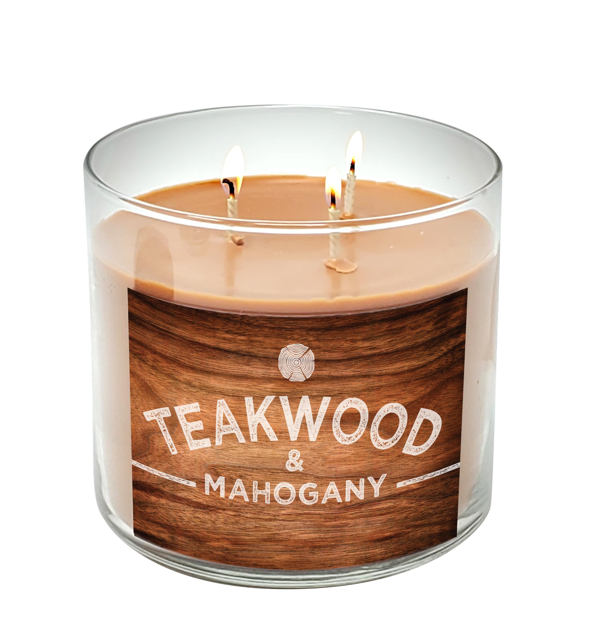 Generic Clearance Priced ~ Teakwood Mahogany 3 Wick Candle ~ All Natural Soy and Coconut Wax Candle ~ Highly Scented ~ Very Masculine Scent ~ Great Gift for Men, Brown