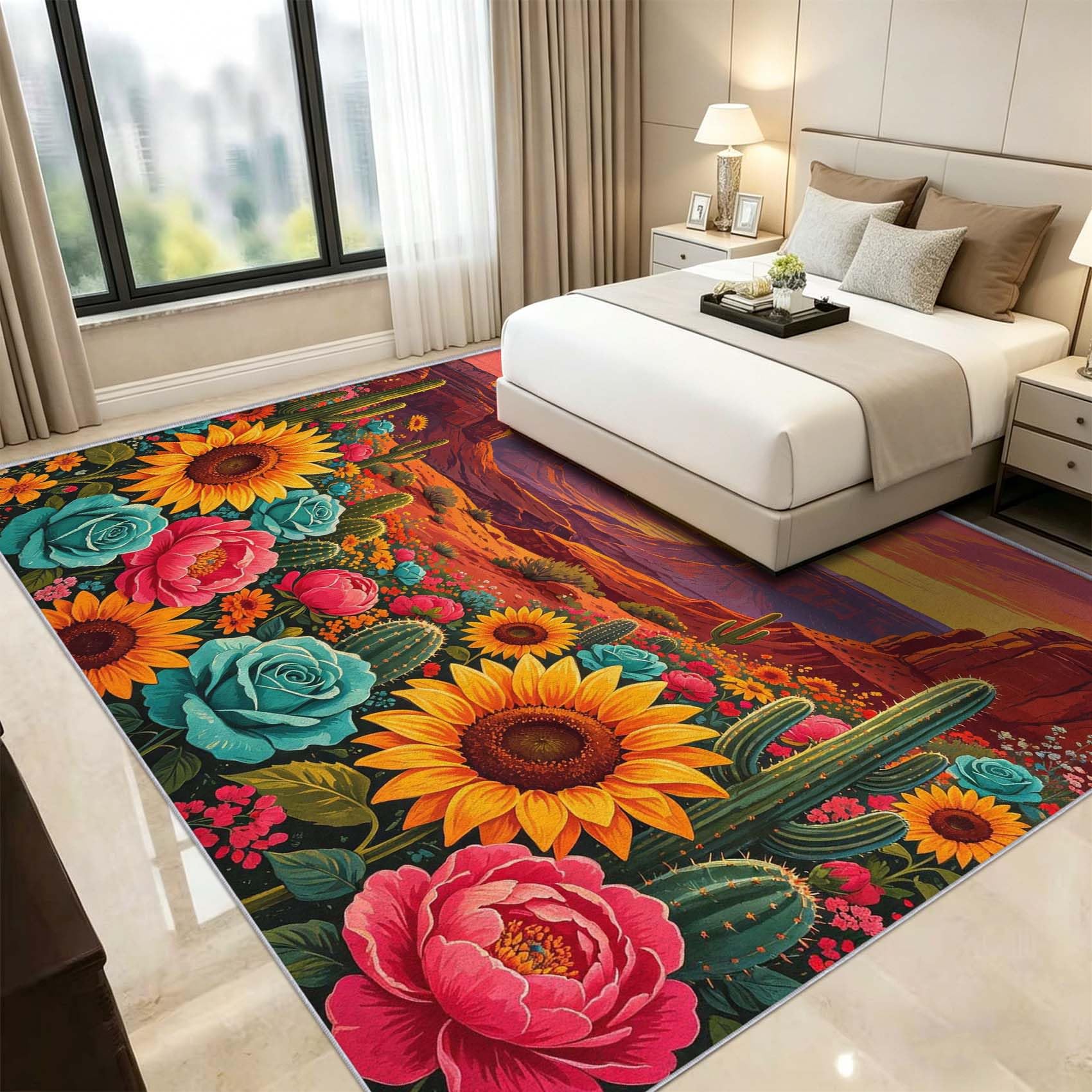 Tapis Carré 200x200 cm Canyon Ouest 3D Impression Decoration