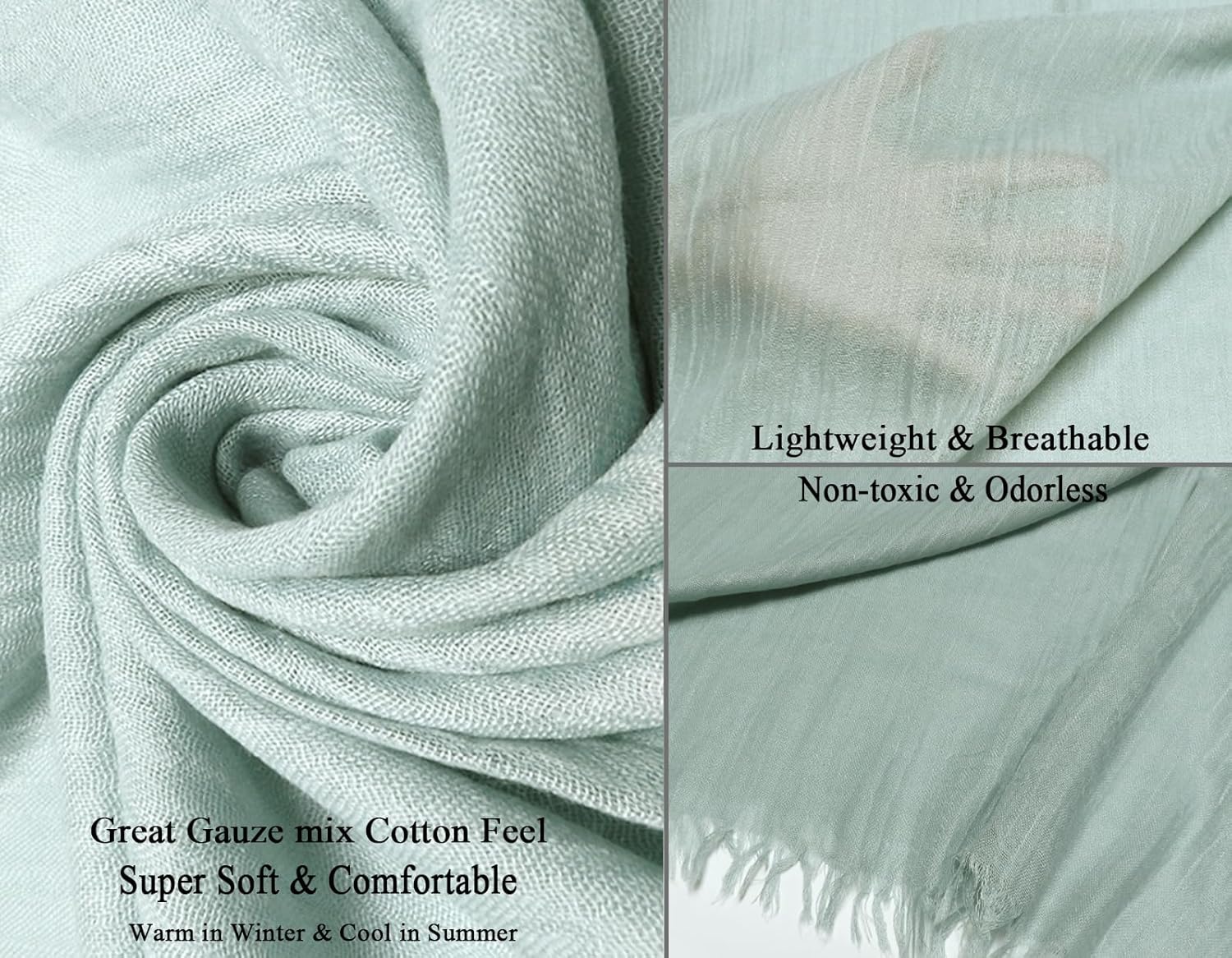 Gragengs Women Summer Scarfs Lightweight Large Long Gauze Shawl Linen Beach Wrap Plain 75”×43” - Image 2