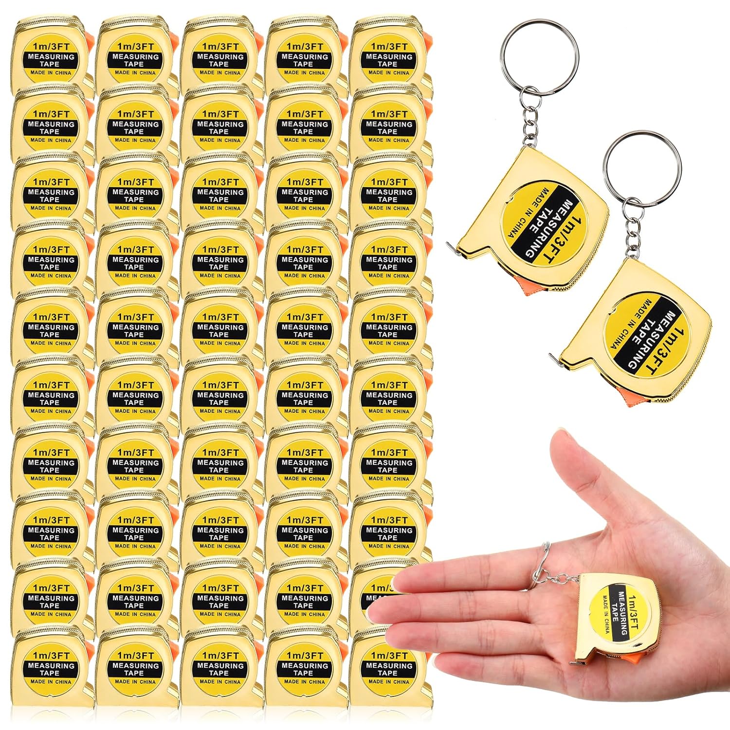 Kanayu 50 Pcs Tape Measure Keychain Functional Small Tape Measure